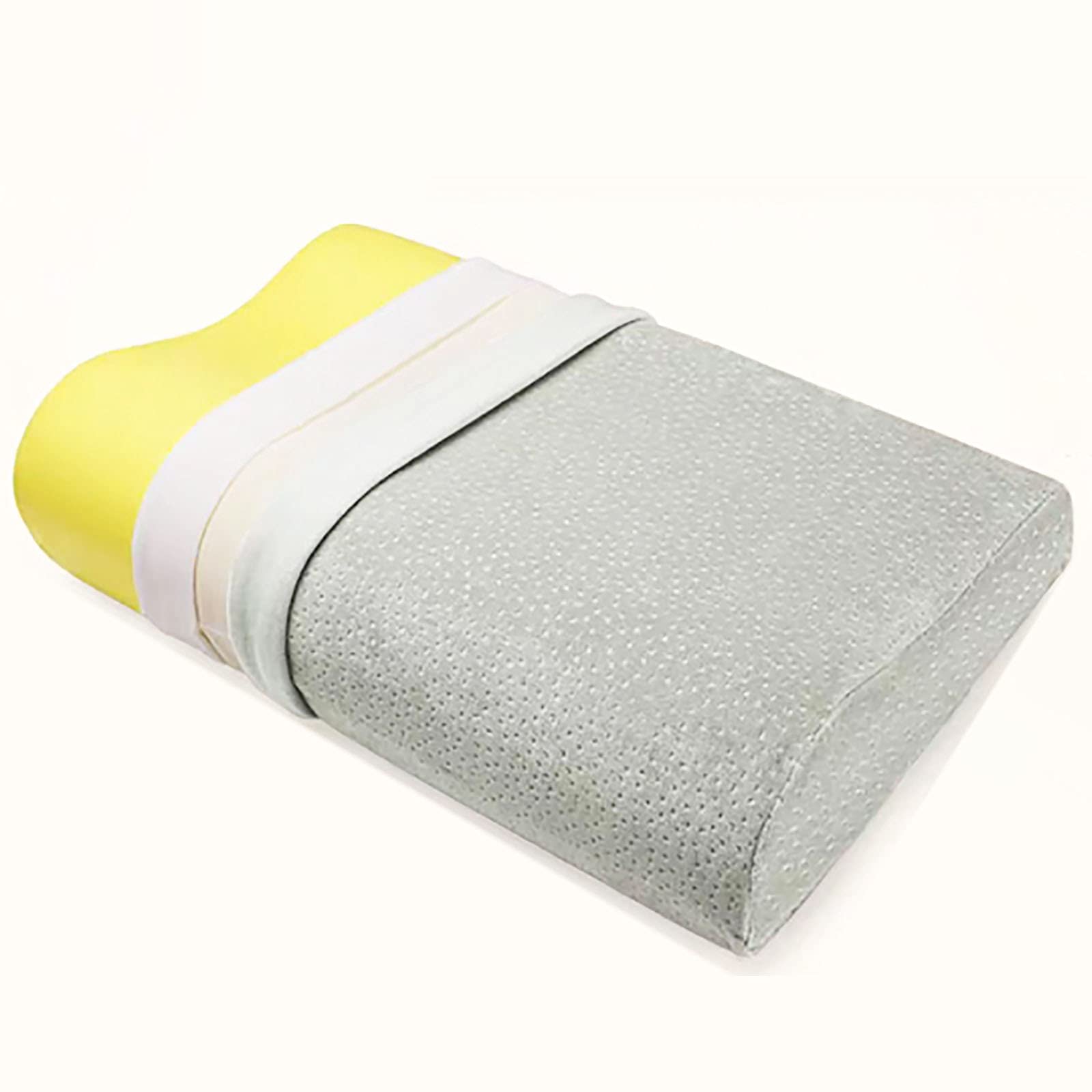 ZJING Contour Memory Foam Pillow - Cervical Support Pillow for Neck Pain Relief, Orthopedic Sleeping Pillow with Massage Design, Hypoallergenic & Washable - Perfect for Side Sleepers, Back Pain Sufferers and Office Nap Use (Gray)