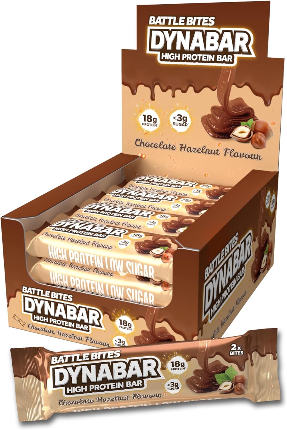 Battle Bites Dynabars - High Protein, Low Sugar Snack Bars (12 Pack) | Keto-Friendly, Gluten-Free Energy Bars for Workout & Weight Loss | Perfect for Gym, Hiking & On-the-Go Nutrition