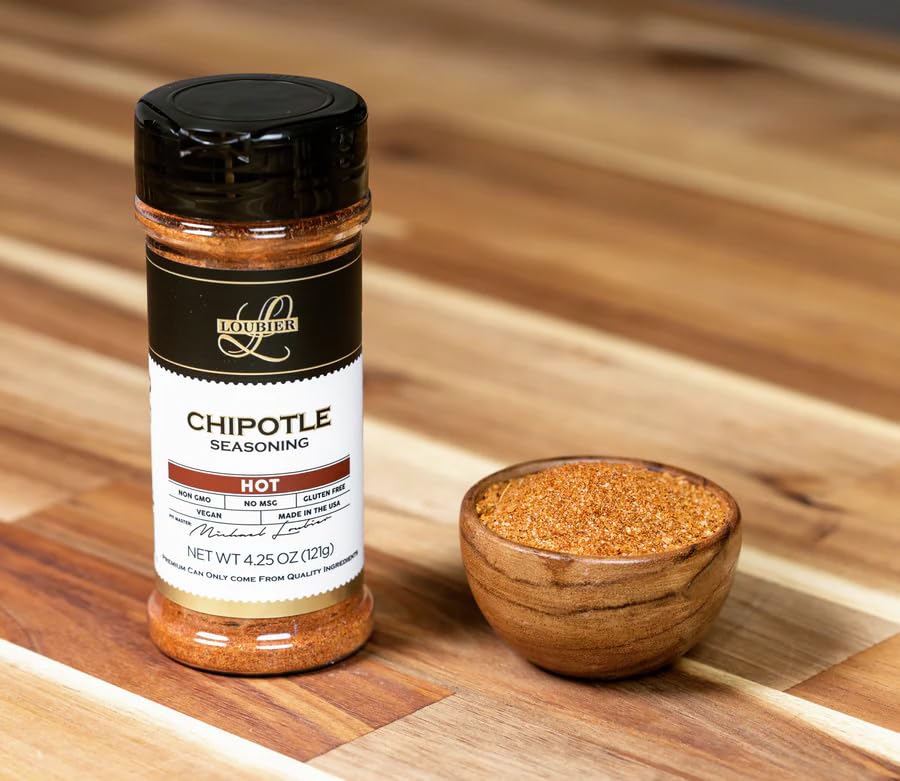 **Loubier's Award-Winning Hot BBQ Sauce & Hot Chipotle Rub – Organic, Gluten-Free, Made in USA – Perfect for Grilling, Smoking, or Roasting Meat & Veggies – Unique Flavor Enhancer**