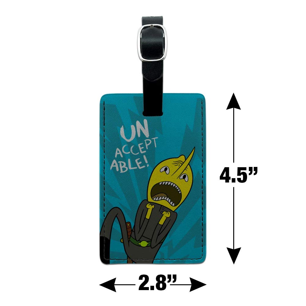 Adventure Time Lemongrab Unacceptable Rectangle Leather Luggage Tag - Durable ID Card Holder for Travel Bags, Backpacks & Suitcases - Perfect for Cosplay, Conventions & Anime Fans
