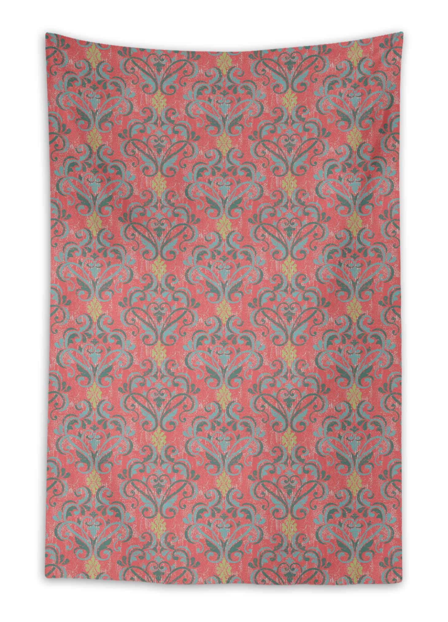 Stylish Orange Damask Wall Hanging Tapestry - 58x58 Inch Home Decor for Bedroom, Living Room & Dorm | Bohemian Throw Blanket for Cozy Interior Design