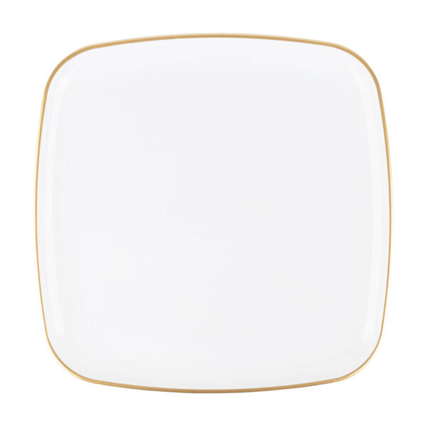 14 Inch White and Gold Square Organic Serving Dish - Elegant Appetizer Platter for Parties, Weddings, and Holiday Entertaining (1 Count)