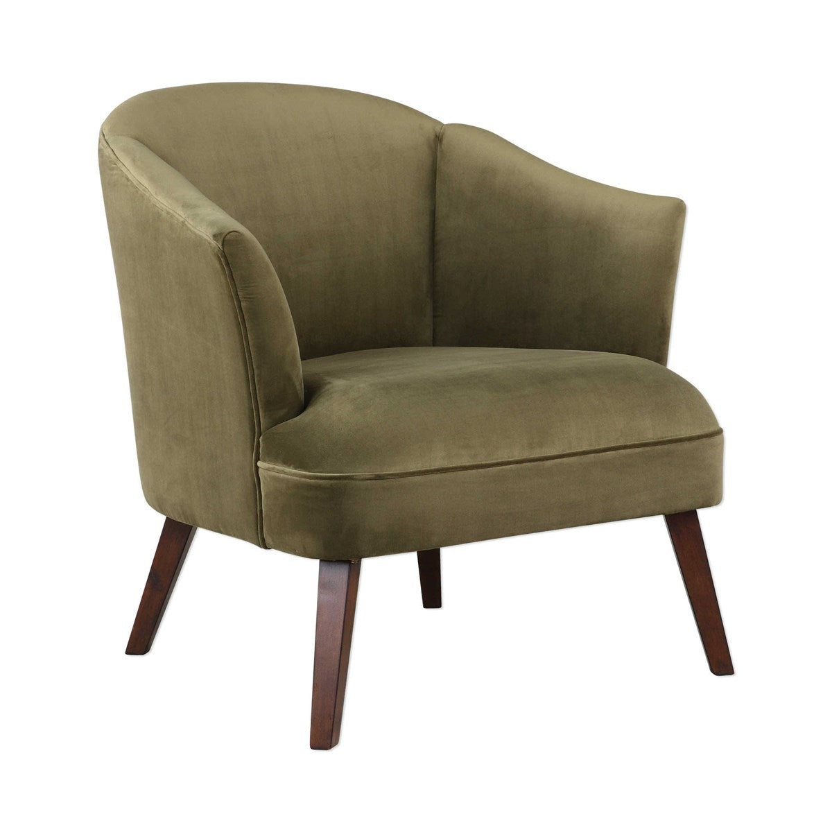 Conroy Accent Chair in Olive Velvet - Modern Upholstered Lounge Chair for Living Room, Bedroom & Office - Soft Velvet Fabric with Sturdy Wooden Legs