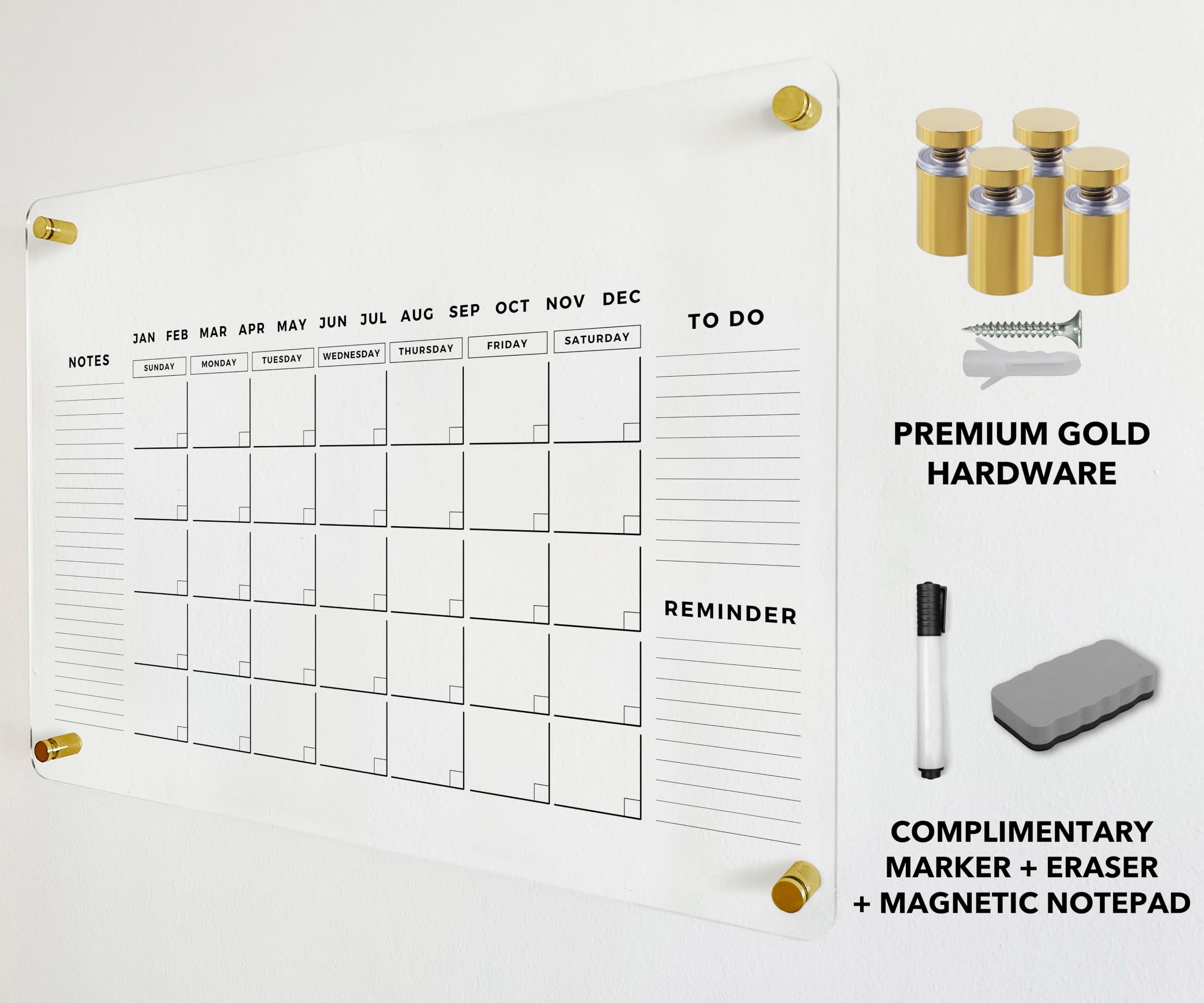 Premium Dry Erase Acrylic Wall Calendar 2025 - 36x24