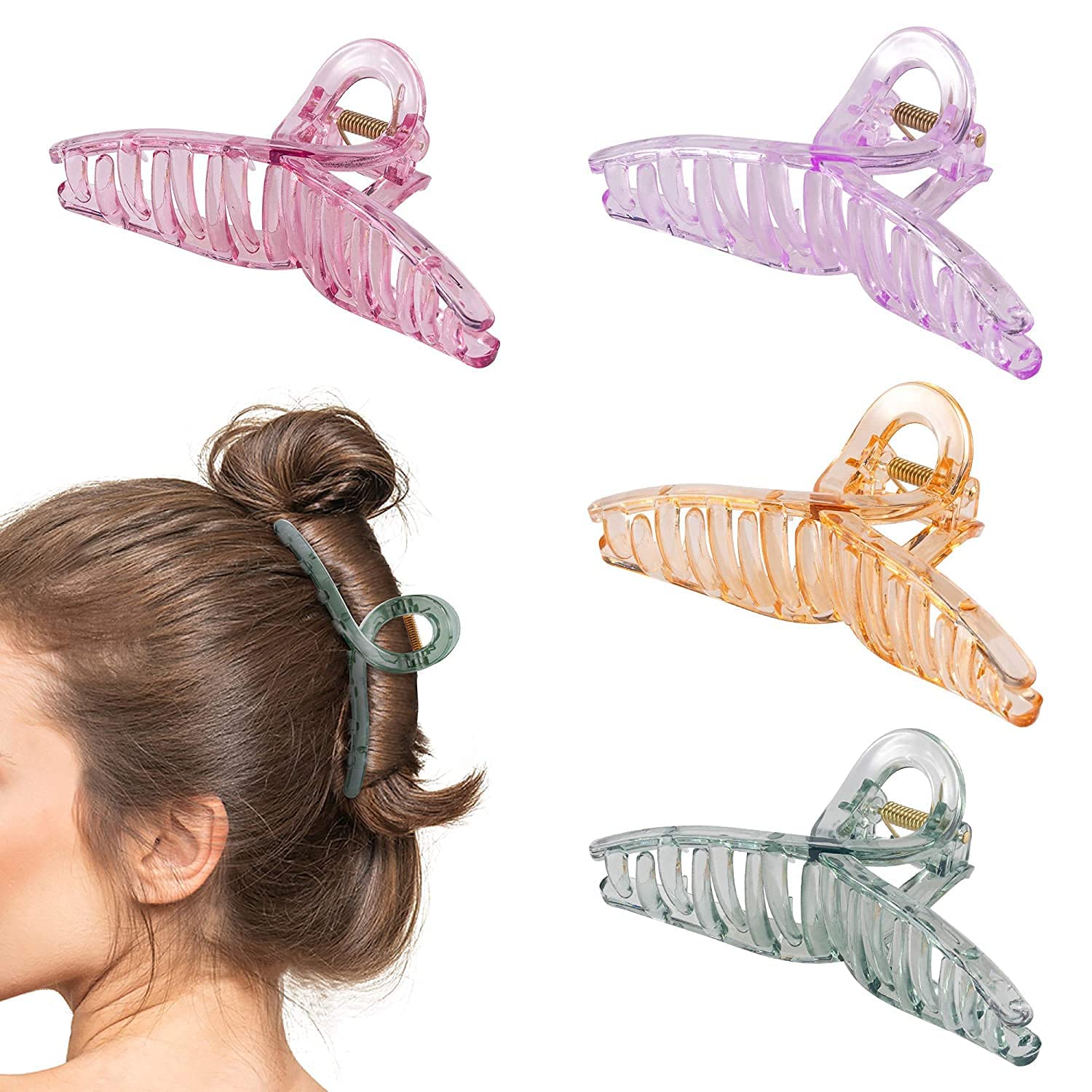 PARTYCART 6 Pcs Large Hair Claw Clips - Strong Hold Jaw Clips for Thick Hair | Barrettes & Hair Accessories for Women & Girls | Perfect for Updos, Ponytails & Everyday Styling