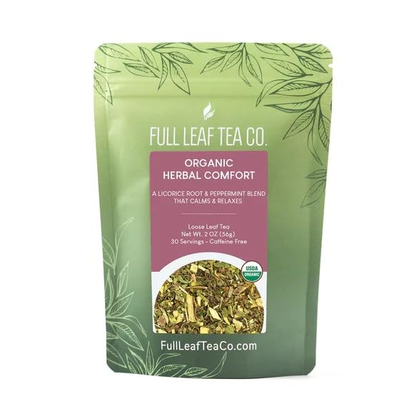 Organic Herbal Comfort Loose Leaf Tea - 2oz Bag (Approx. 30 Servings) | Full Leaf Tea Co. | Relaxing Herbal Tea for Stress Relief & Sleep Aid | Perfect for Evening Relaxation, Meditation & Wellness Routines