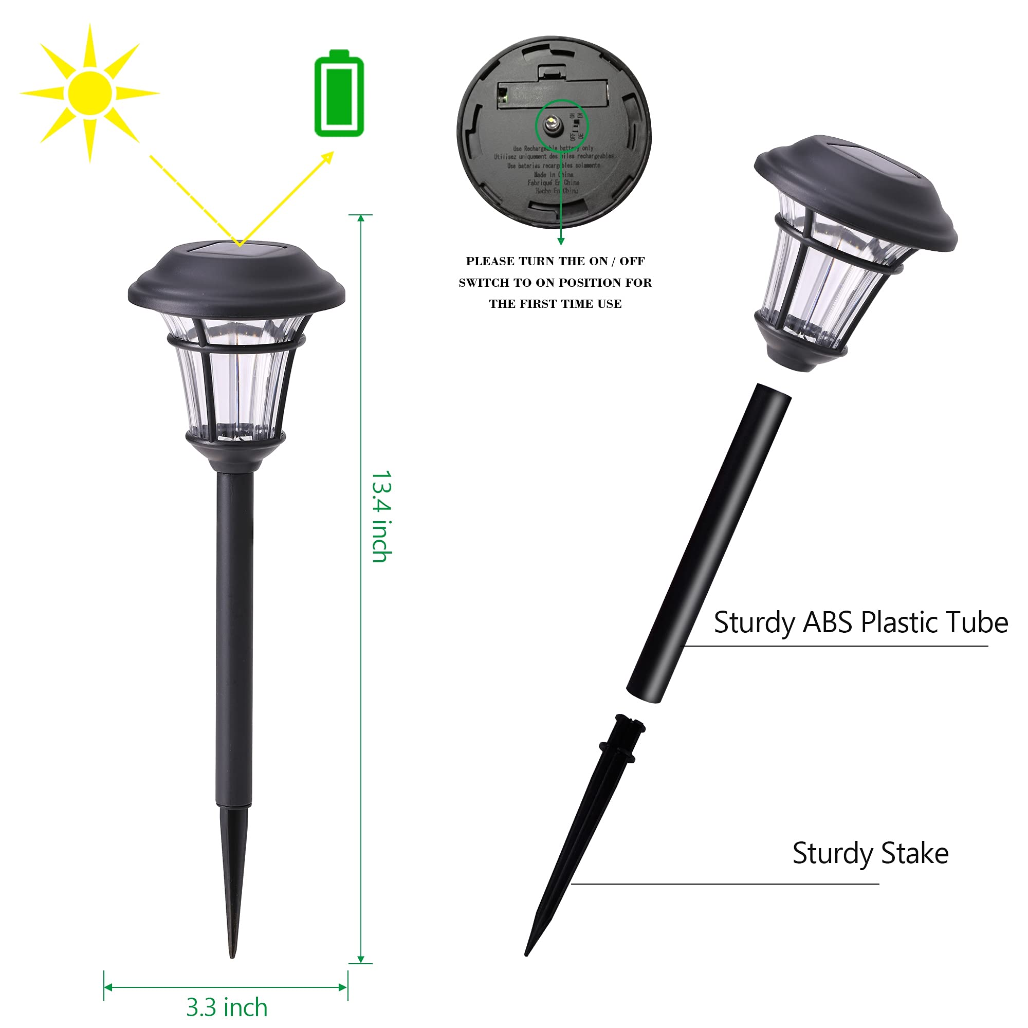12 Pack Solar Pathway Lights Outdoor - Waterproof Solar Garden Lights for Patio, Yard, Driveway, Walkway | Dusk to Dawn Auto On/Off | Perfect for Landscape Lighting, Garden Decor, Backyard Illumination