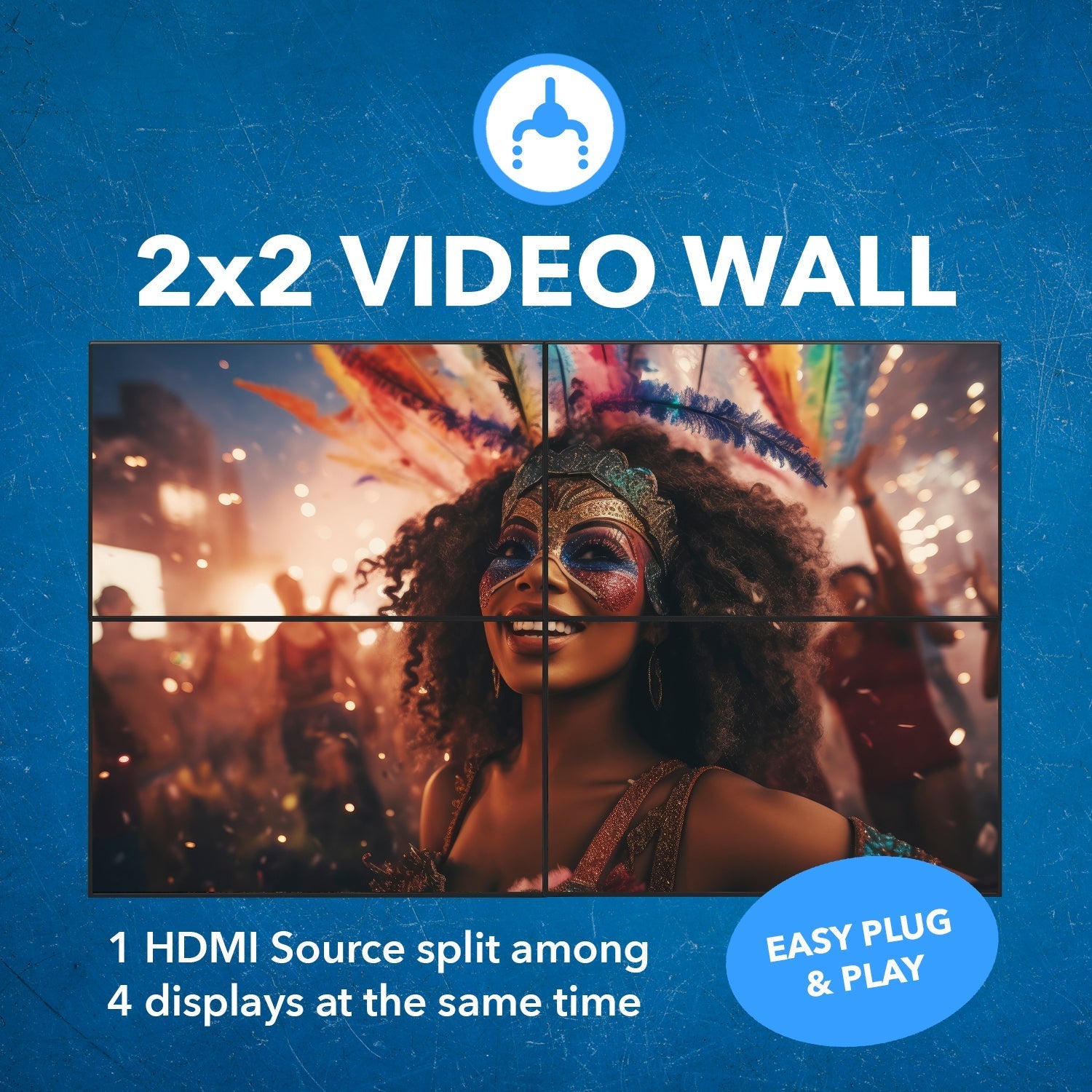 2x2 Full HD Video Wall Controller with Audio Extraction & RS232 Support - HD 22VW for Digital Signage, Conference Rooms & Control Centers