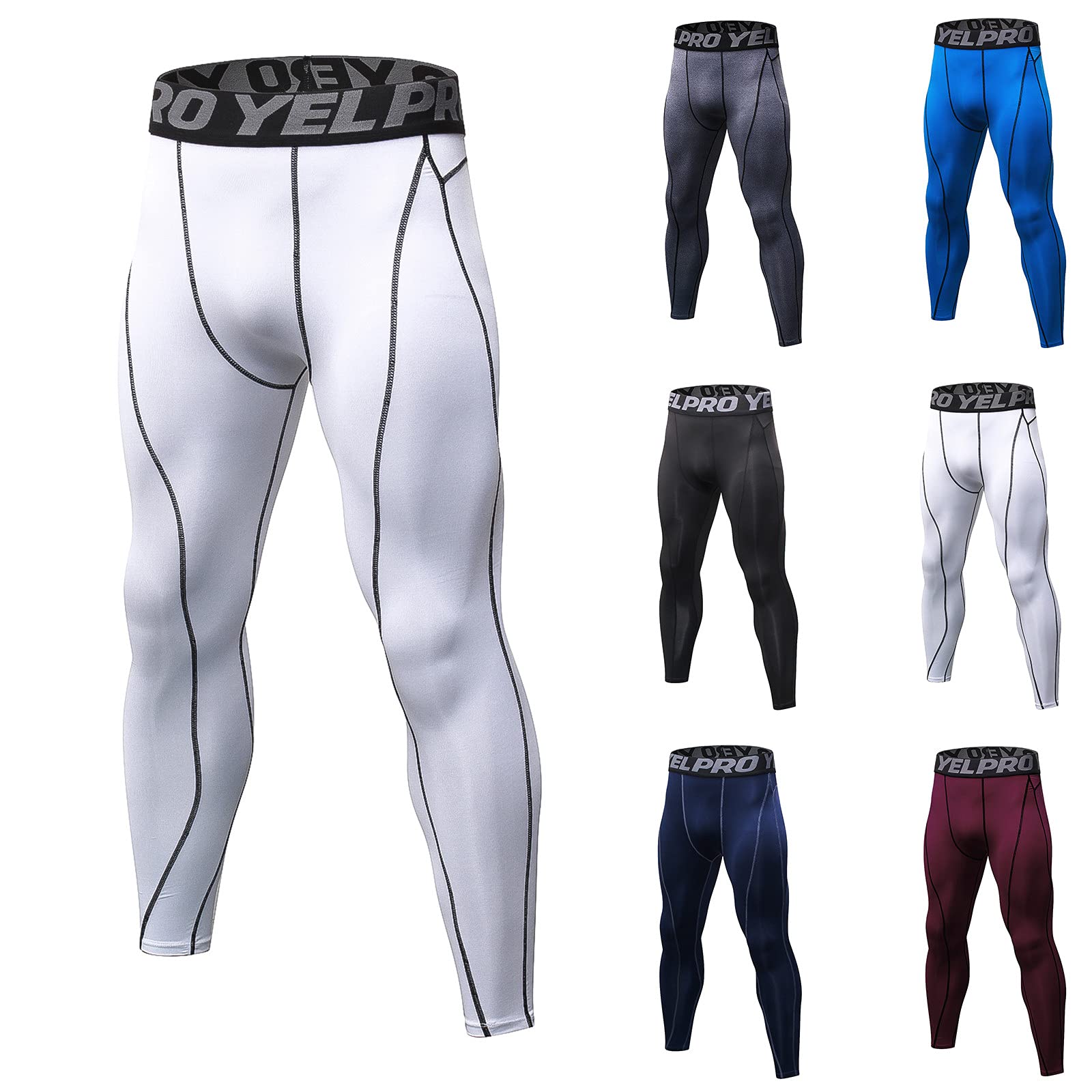 YYNS Men's Thermal Compression Leggings - Winter Running & Workout Base Layer Pants - Warm Long Johns for Cold Weather - White (Ideal for Outdoor Activities, Gym, Hiking & Layering)
