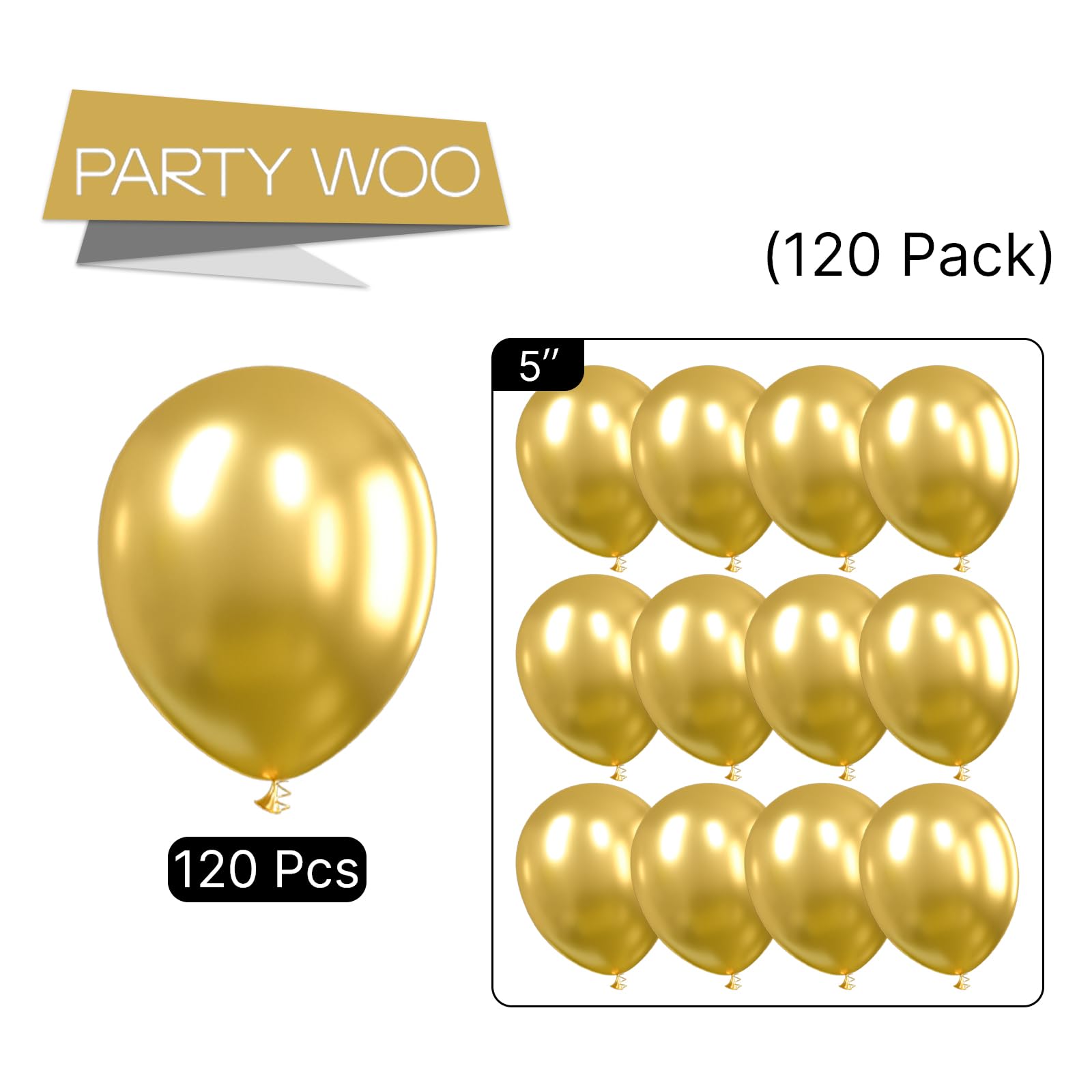 120 Pcs 5 Inch Metallic Gold Balloons for Party Decorations - Perfect for Balloon Garlands, Arches, Birthday Parties & Baby Showers (Gold-G101) | Elegant Event & Home Decor