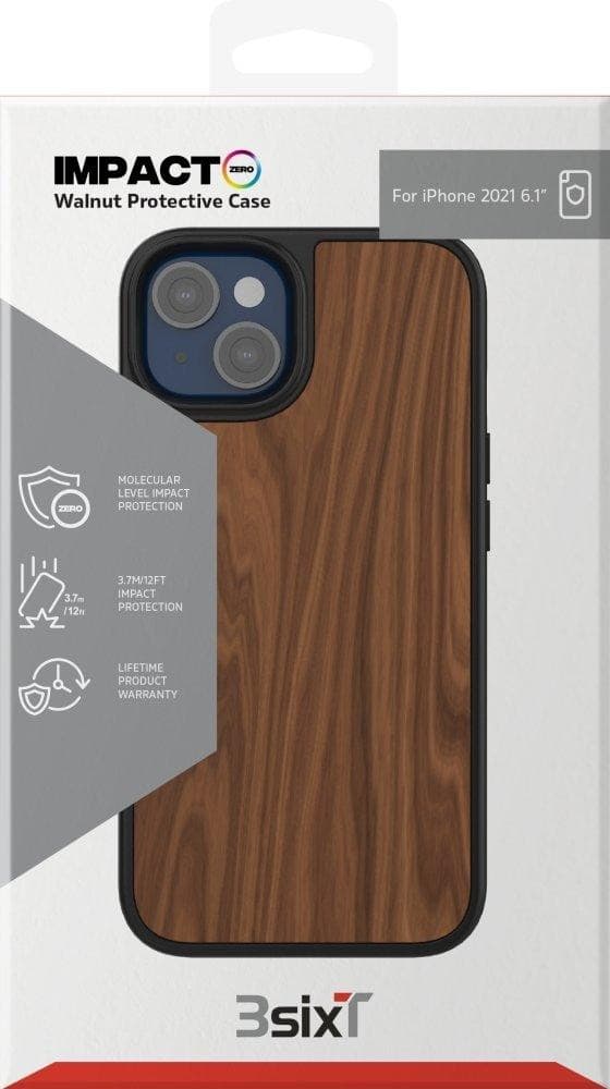 Impact Zero® Premium Walnut Wood Protective Case for iPhone 13 - Slim Durable Cover with Natural Wood Grain - Perfect for Everyday Use, Office & Outdoor Activities