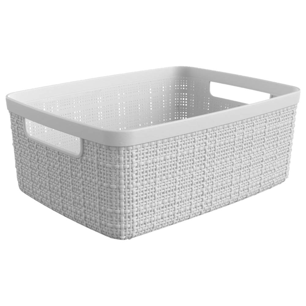 Curver 8-Pack Small Jute Decorative Storage Baskets - Plastic Organizer Bins for Home Office, Closet Shelves, Kitchen Pantry & Bedroom Organization | Perfect for Storing Toys, Blankets, Books & Home Essentials