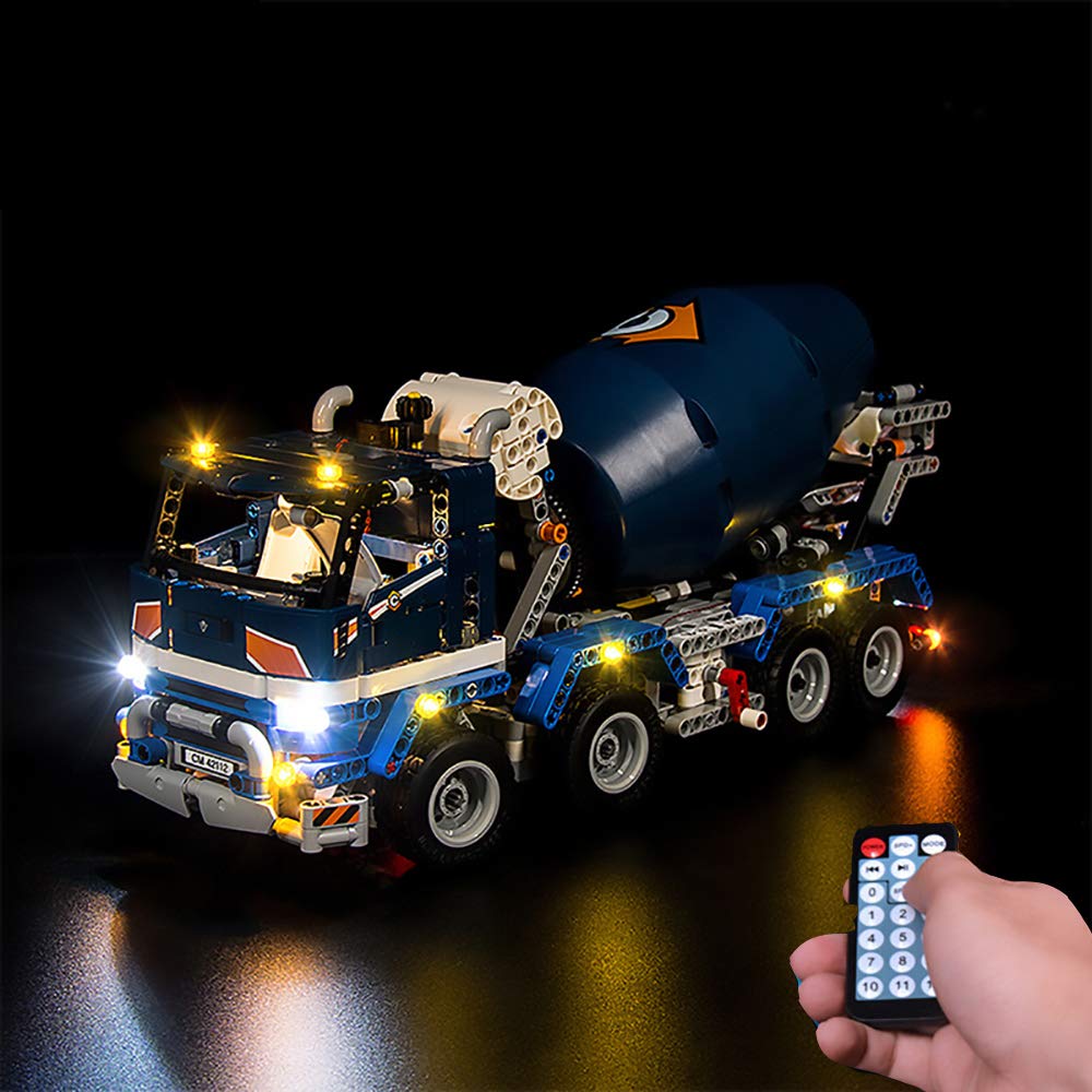 T-Club RC Light Kit LED Lights for Lego 42112 Technic Concrete Mixer Truck Building Kit - Remote Control LED Lighting System for Lego Technic Models - Perfect for Nighttime Play and Model Showcase