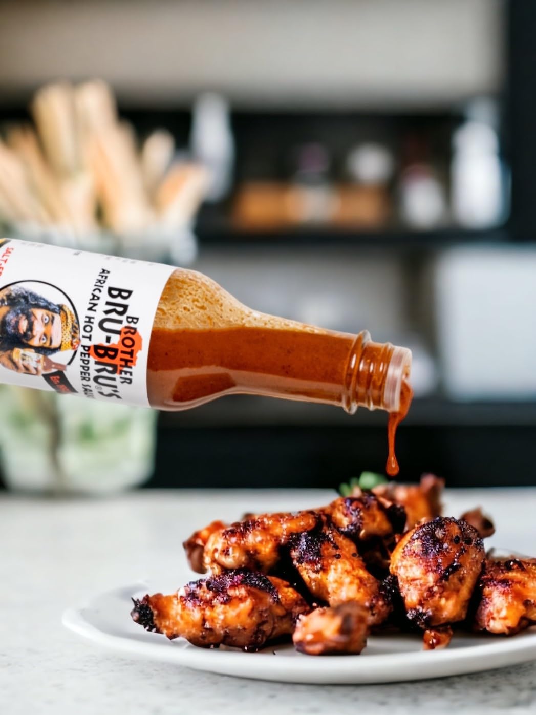 Brother Bru-Bru's African Habanero Hot Sauce - No Sodium, Salt Free, Sugar Free, Gluten Free, Vegan - Spicy Pepper Sauce & Seasoning - 5 oz (Pack of 3) - Perfect for Tacos, Wings, BBQ & Cooking