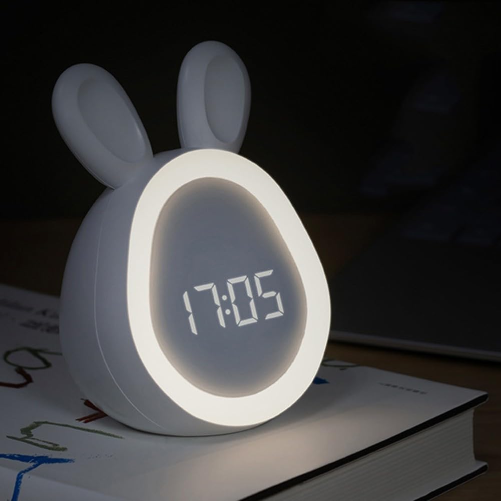 PETSTIBLE Digital Alarm Clock with LED Display, Night Light & Stepless Dimming - Perfect for Kids, Bedrooms & Home Use (White)