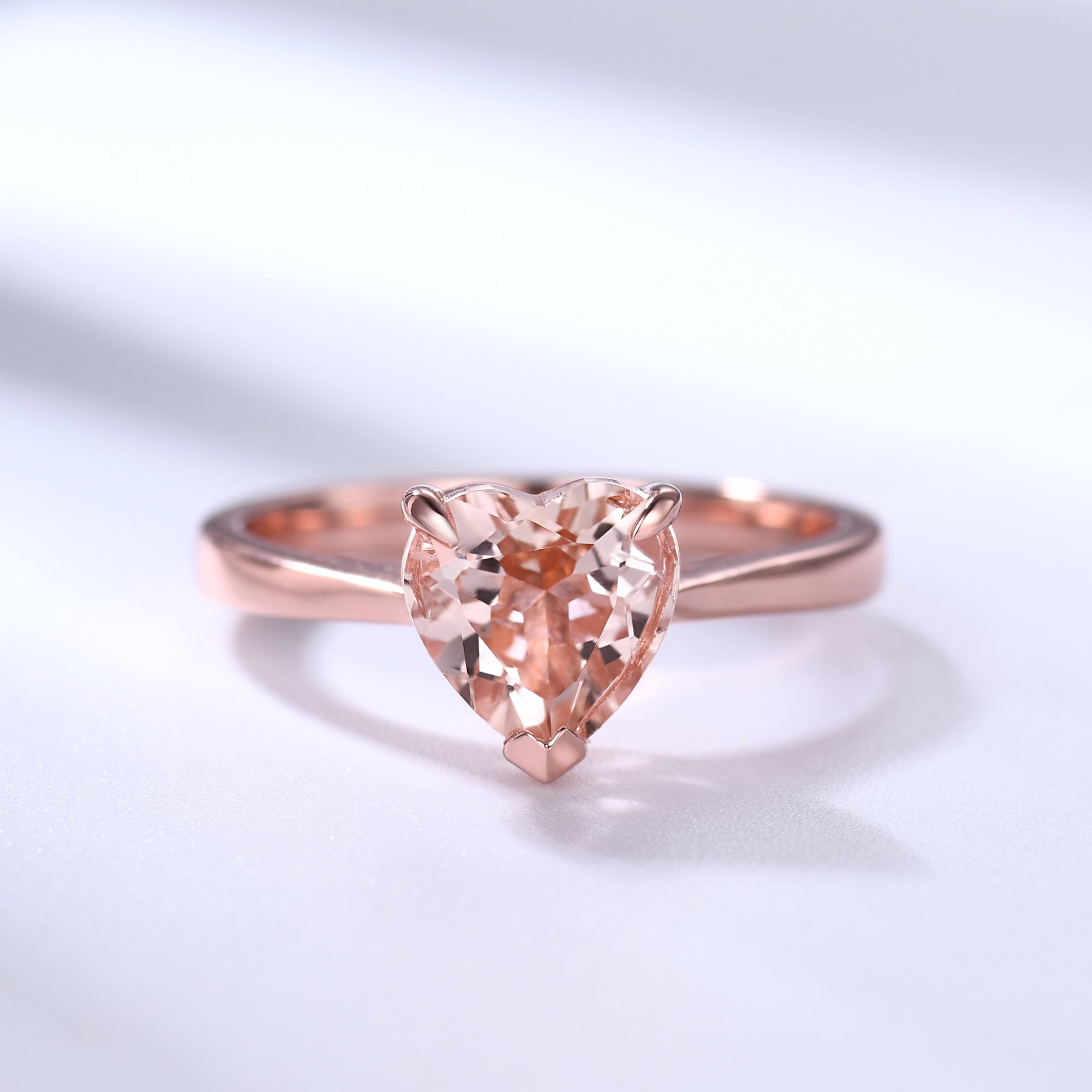 1 Carat Heart Shaped Natural Morganite Solitaire Engagement Ring in Rose Gold - Perfect for Proposals, Anniversaries & Romantic Occasions