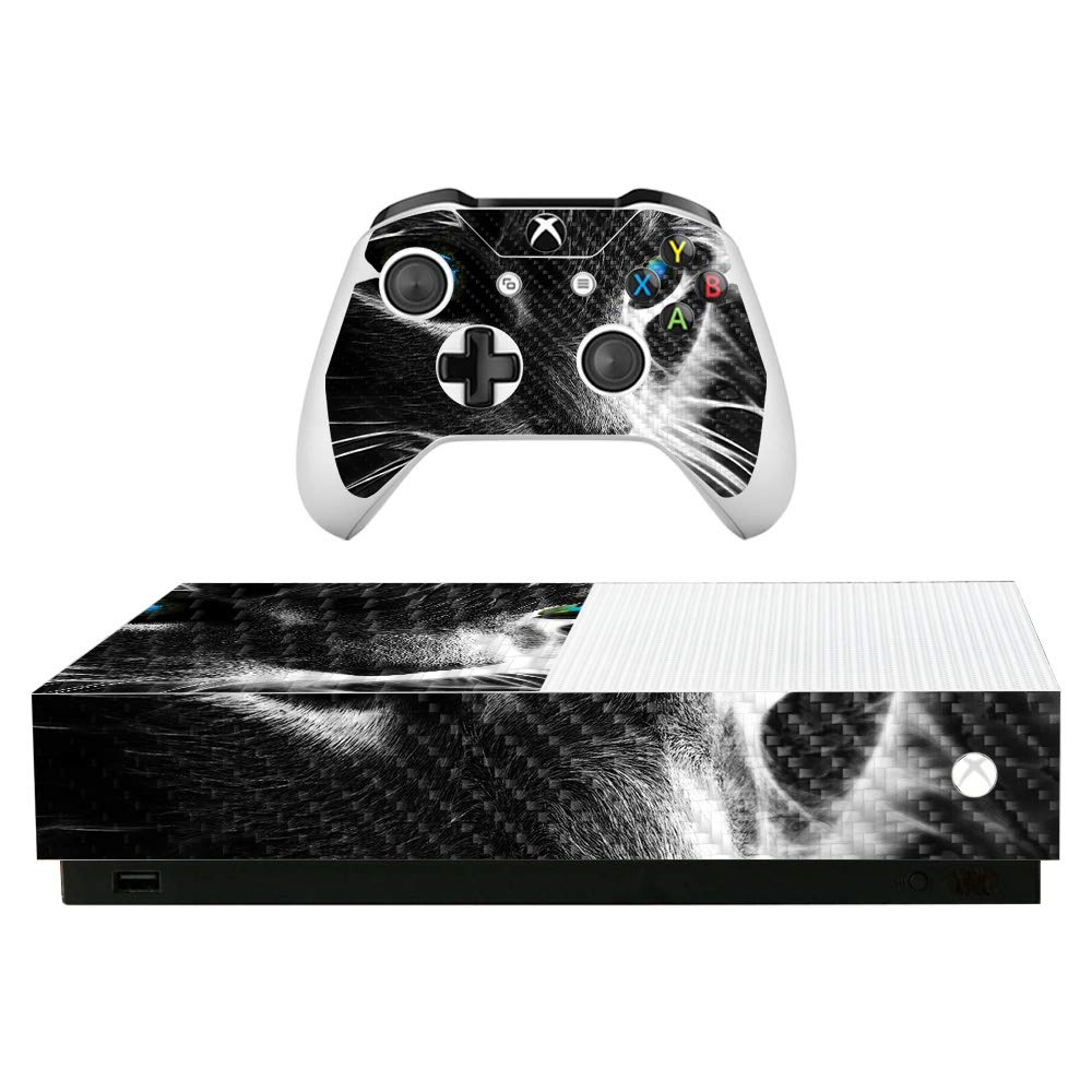 Premium Carbon Fiber Skin for Microsoft Xbox One S All-Digital Edition - Cat Design | Protective & Durable Textured Cover | Easy to Apply & Remove | Made in USA | Perfect for Gaming Enthusiasts & Console Protection