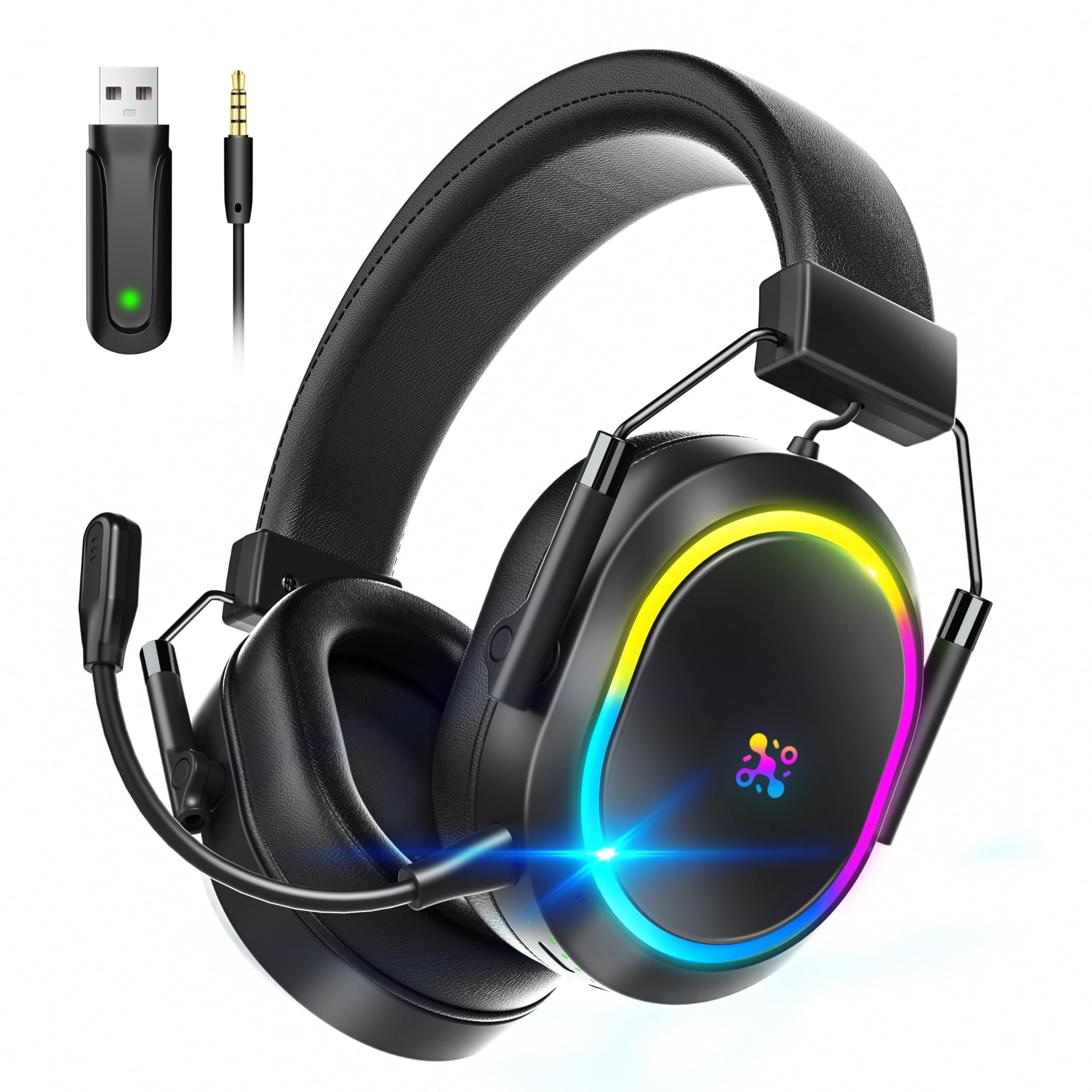 Wireless Gaming Headset for PS5, PS4, PC, Switch, Mac & Mobile - Bluetooth 2.4GHz Headphones with Noise Cancelling Mic, 23ms Ultra-Low Latency, 50+ Hour Battery, Surround Sound & Memory Foam Earcups - Perfect for Competitive Gaming, Streaming & Online Meetings