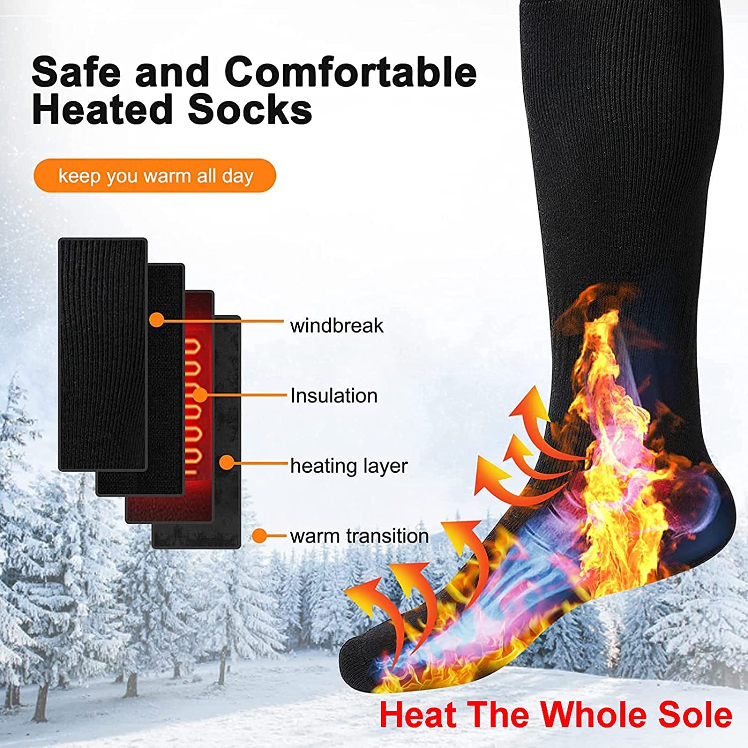 Rechargeable Heated Socks for Men & Women - Electric Foot Warmers for Hunting, Skiing, Cycling, Camping & Hiking - Perfect Winter Gift & Christmas Stocking Stuffers for Cold Weather Outdoor Activities