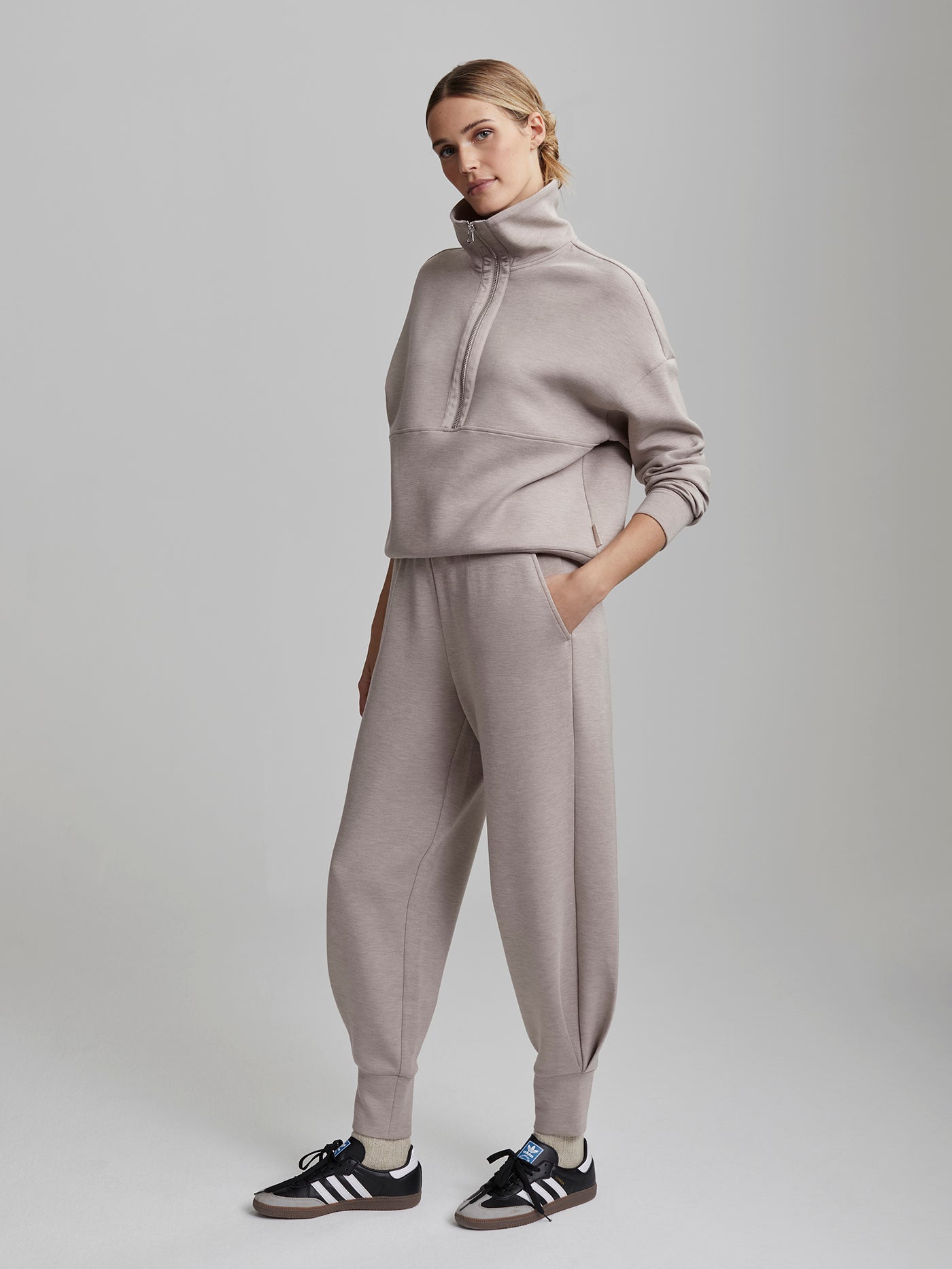 Varley The Relaxed Pant 25 - Women's High Waisted Lounge Pants in Taupe Marl | Soft Stretchy Yoga Pants for Home, Work & Travel
