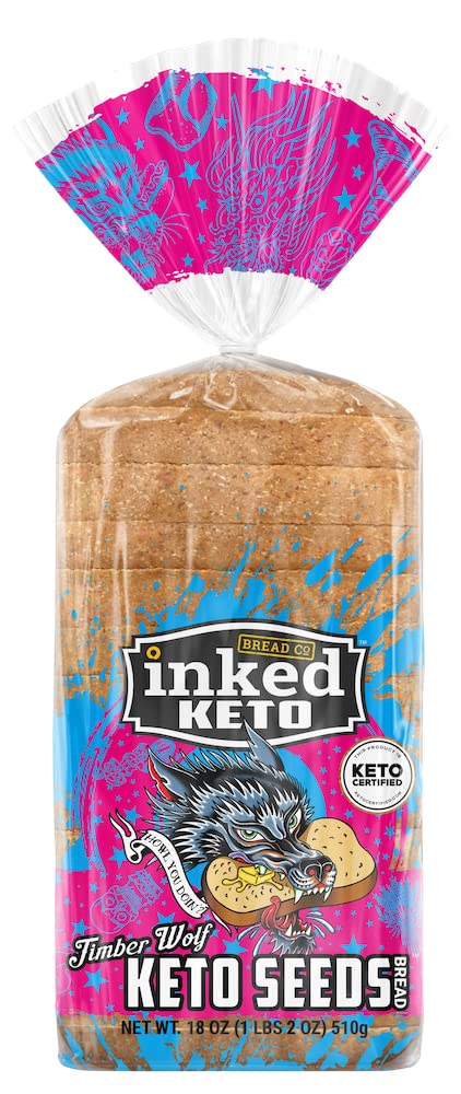 Keto Timber Wolf Keto Seeds Bread - No Sugar Added, Low Carb, Gluten Free, 18oz (1.125 lb) - Made in USA by Inked Keto - Perfect for Ketogenic Diet, Weight Loss & Healthy Breakfast