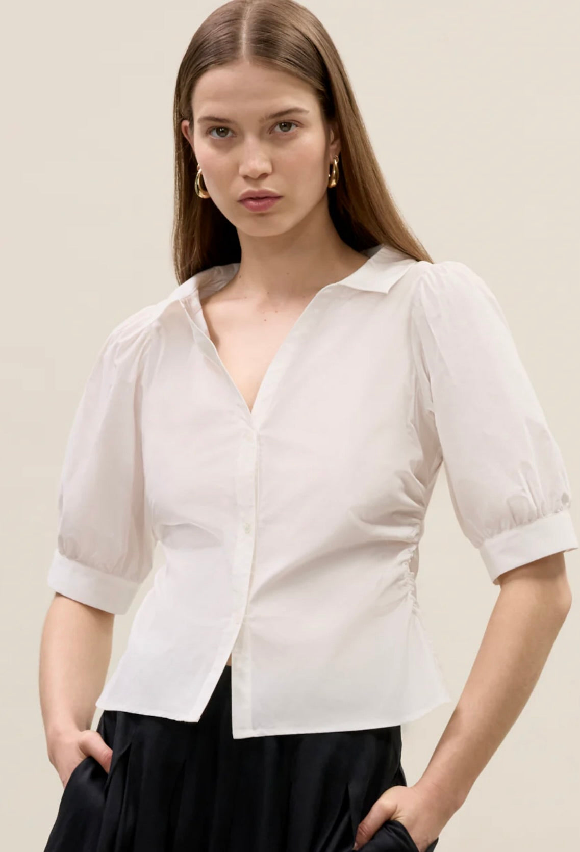 Isla Poplin Shirt in Milk - Women's Lightweight Button-Down Shirt for Casual & Office Wear | Perfect for Spring & Summer Outfits