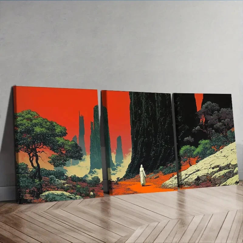 3-Piece Strange Planet Wall Art Set - Framed Canvas Prints 40x60cm (16x24in) | High Quality Australian Made Wall Decor | Ready to Hang | Perfect for Living Room, Bedroom & Office Decor