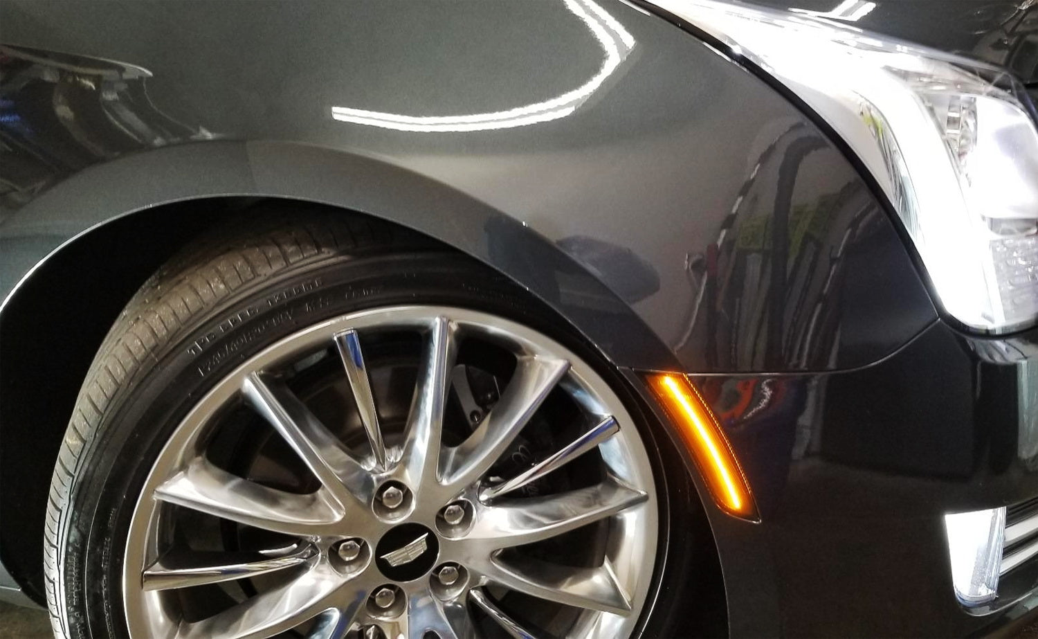 2020+ Cadillac CT5 Clear Lens Amber LED Strip Front Bumper Side Marker Lights - DRL Daytime Running Lights for Enhanced Visibility & Style