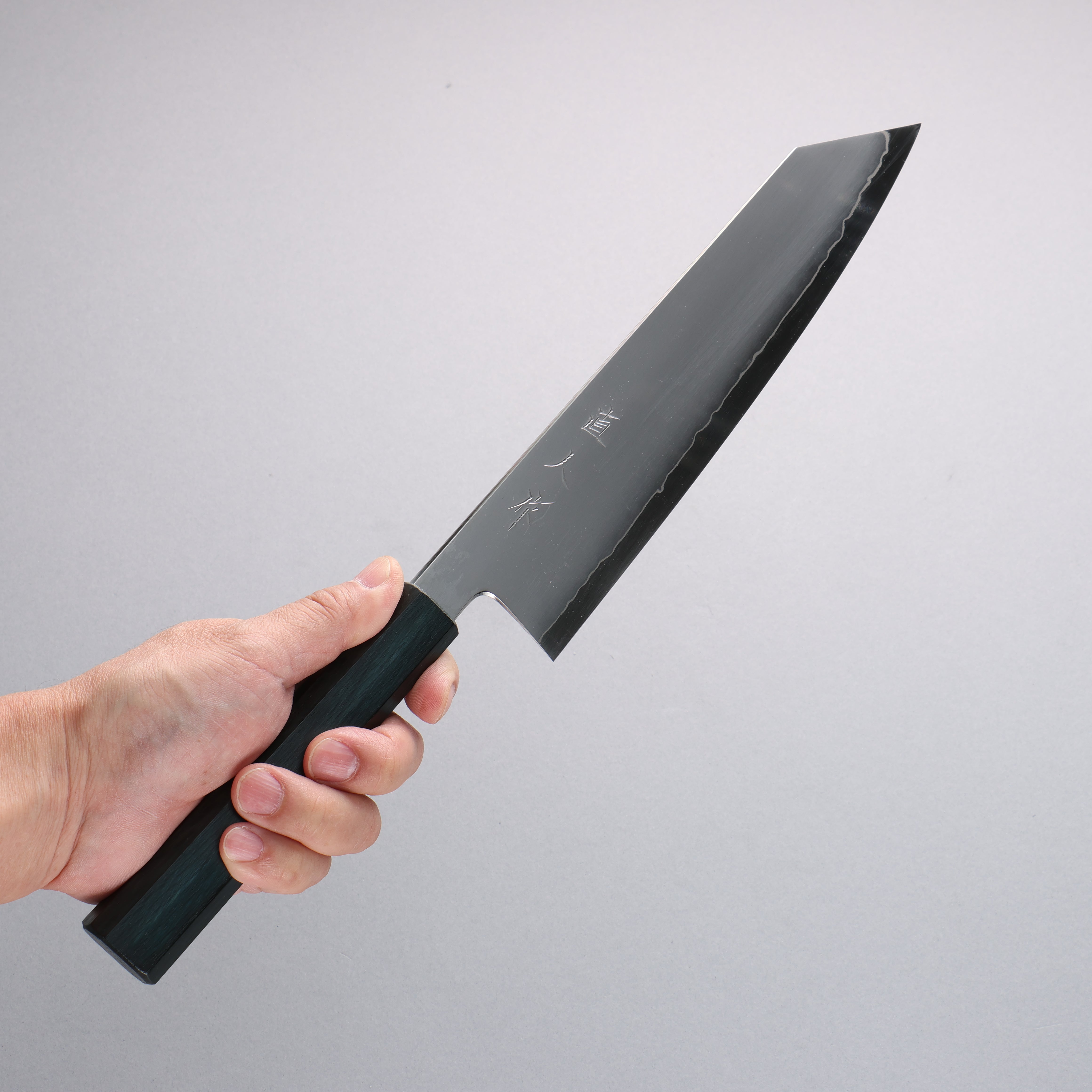 Premium SG2 Kasumitogi Kiritsuke Gyuto 240mm Japanese Chef Knife with Indigo Dyed Oak Handle - Perfect for Sushi, Sashimi & Precision Cutting