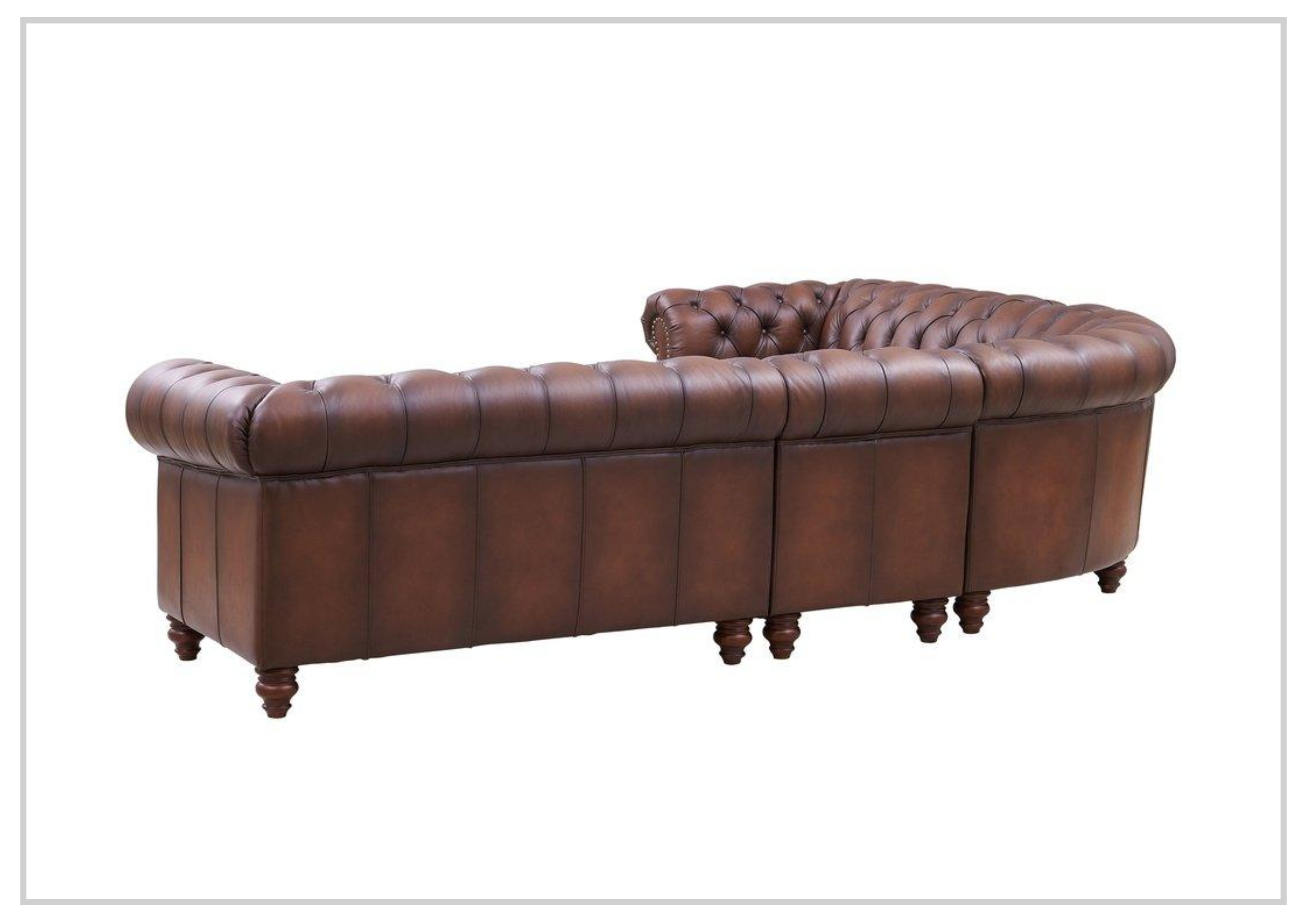 Premium Hydeline Alton Bay Leather Chesterfield L-Shaped Sectional Sofa with Nailhead Trim - Luxurious Living Room Furniture for Home Theater & Entertaining