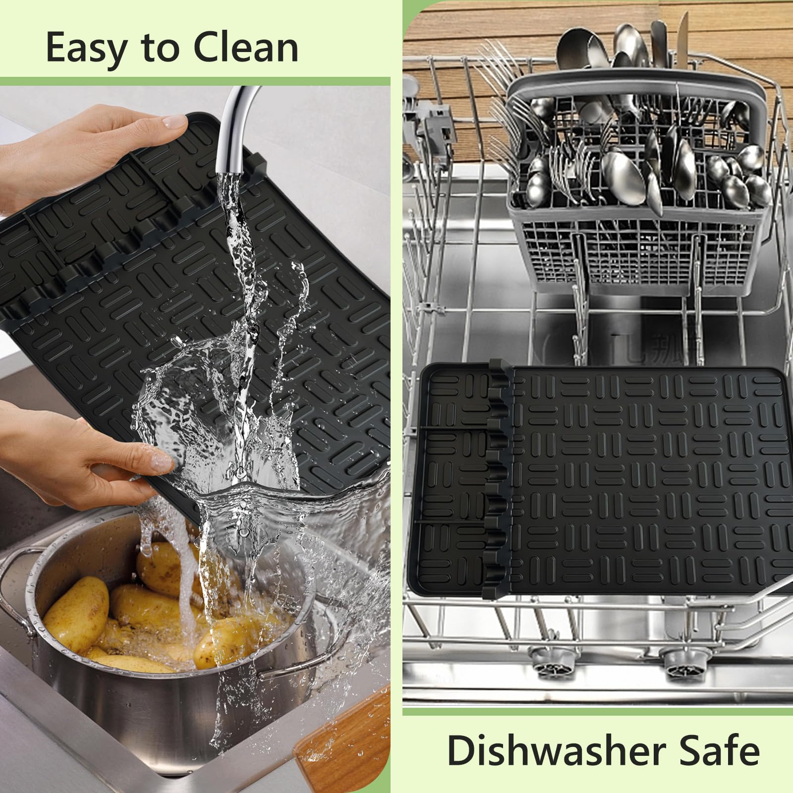 2PCS Large Silicone Griddle Tools Mat with Drip Pad - 15.35