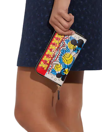 Coach Disney Mickey Mouse X Keith Haring Medium ID Zip Wallet - Stylish Crossbody Wallet for Women, Perfect for Travel, Shopping & Everyday Use