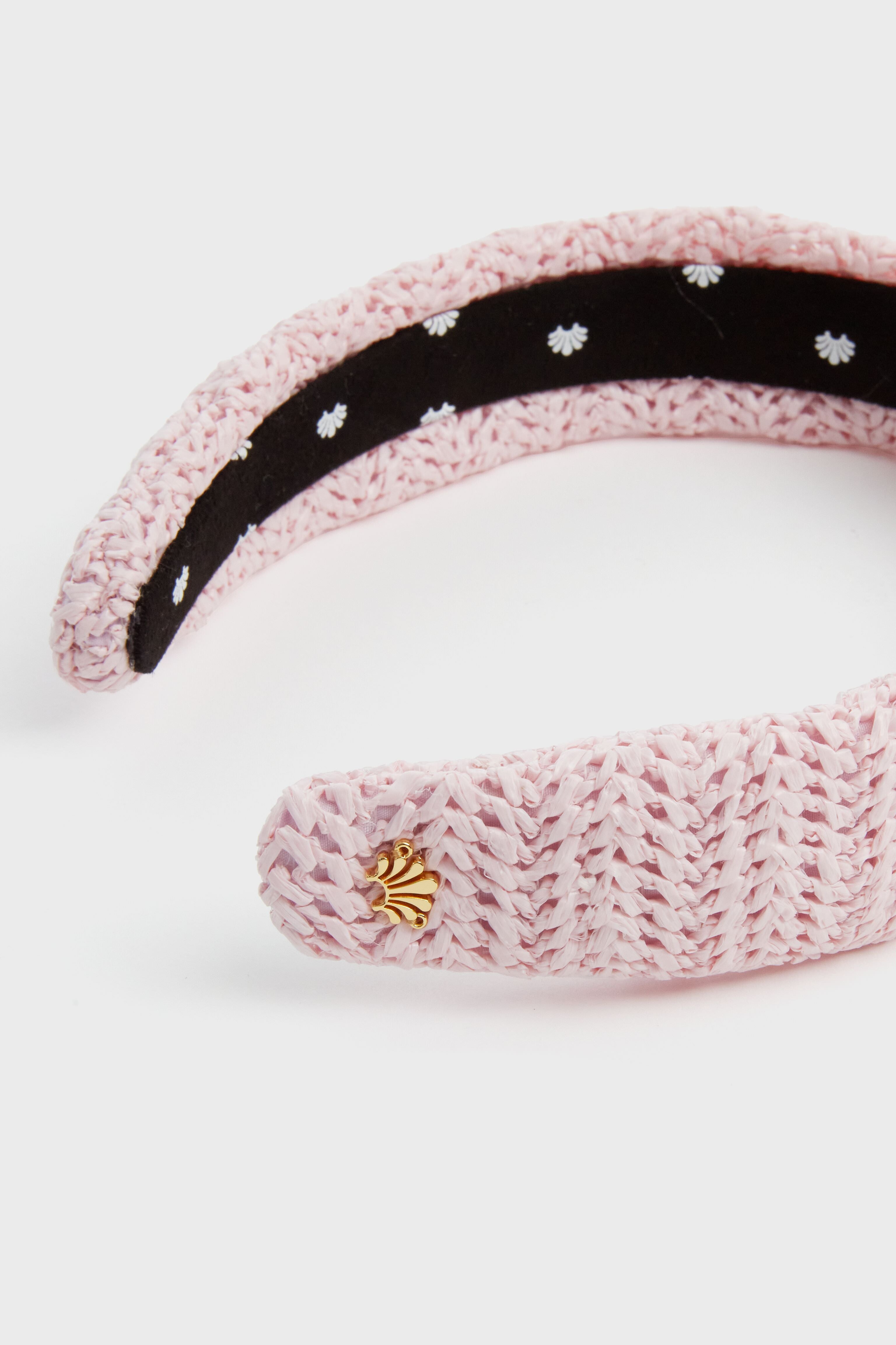 Blush Raffia Slim Knotted Headband for Women - Boho Chic Hair Accessory for Beach, Wedding & Summer Outfits