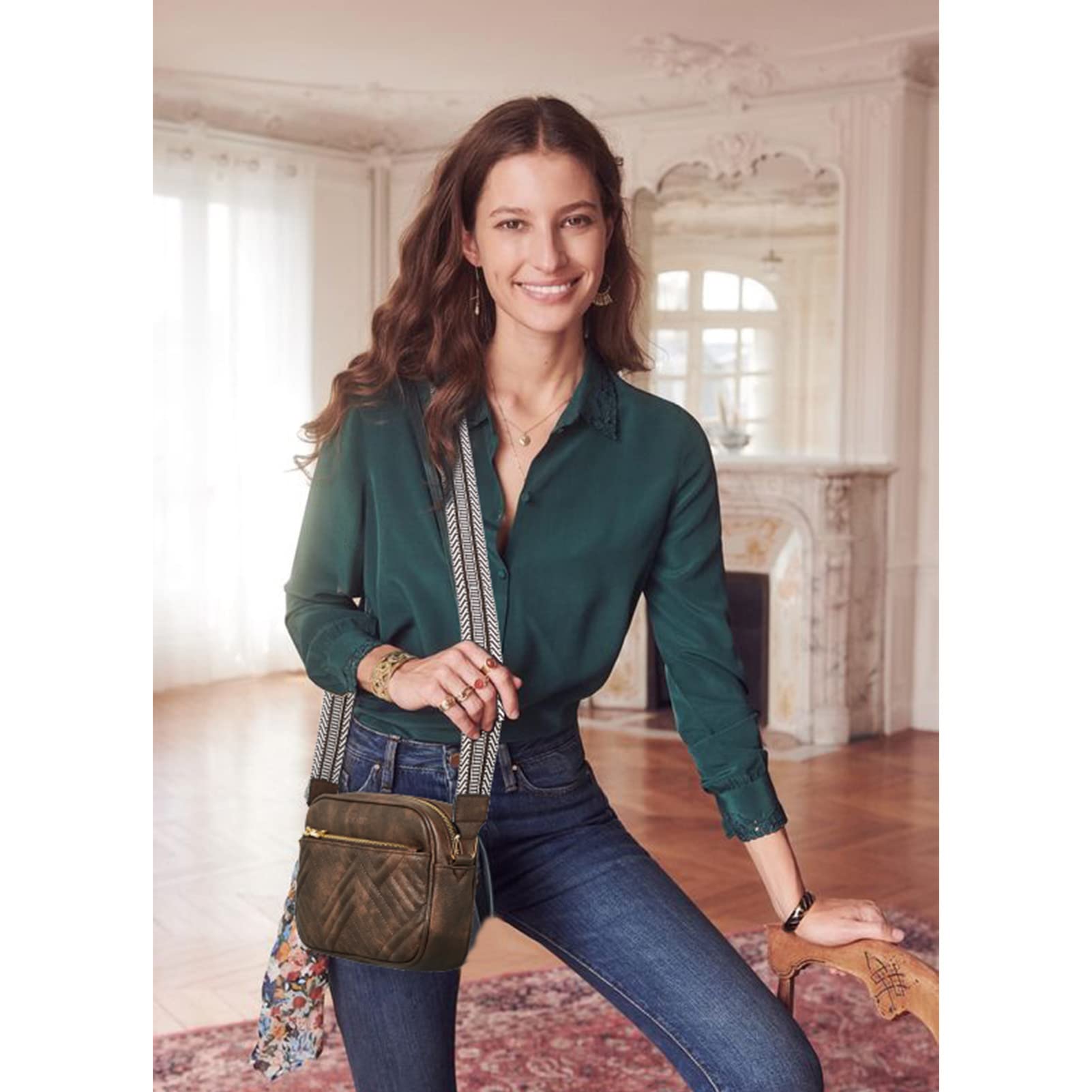 BOSTANTEN Vegan Leather Quilted Crossbody Bag for Women - Small Shoulder Purse with Wide Adjustable Strap - Perfect for Work, Travel & Everyday Use