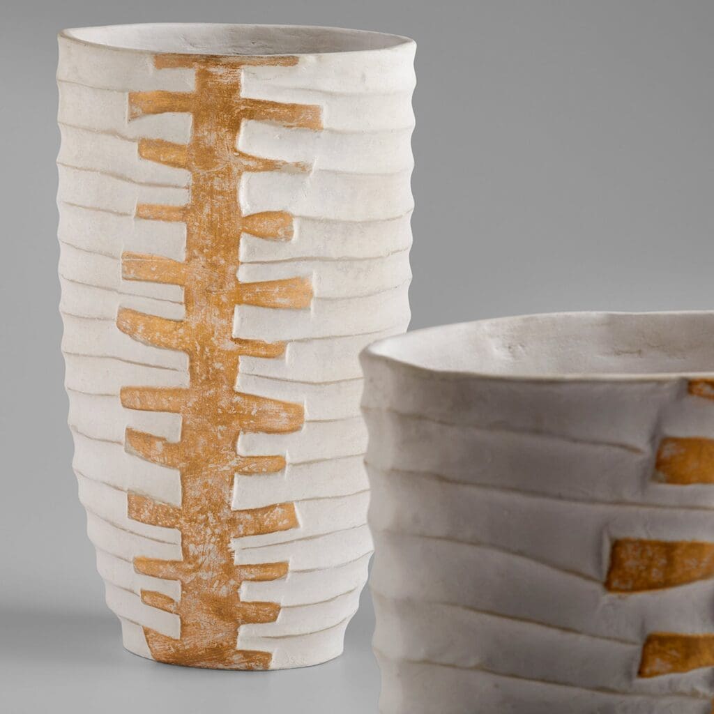 Luxe White and Gold Medium Vase - Elegant Home Decor for Centerpieces, Weddings & Modern Interior Design | Cyan Design 10672