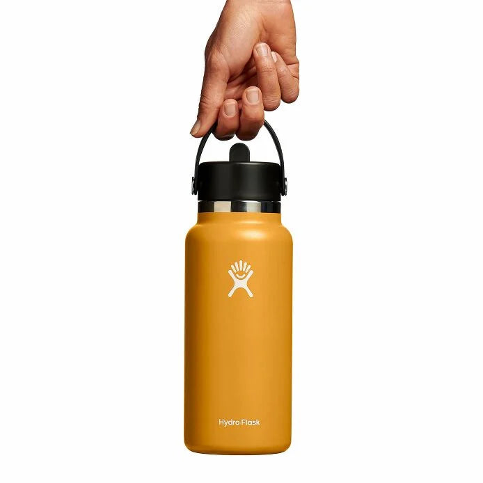 32 oz Wide Mouth Water Bottle with Flex Straw Lid - Leak Proof & BPA Free - Ideal for Gym, Hiking, Travel & Everyday Hydration