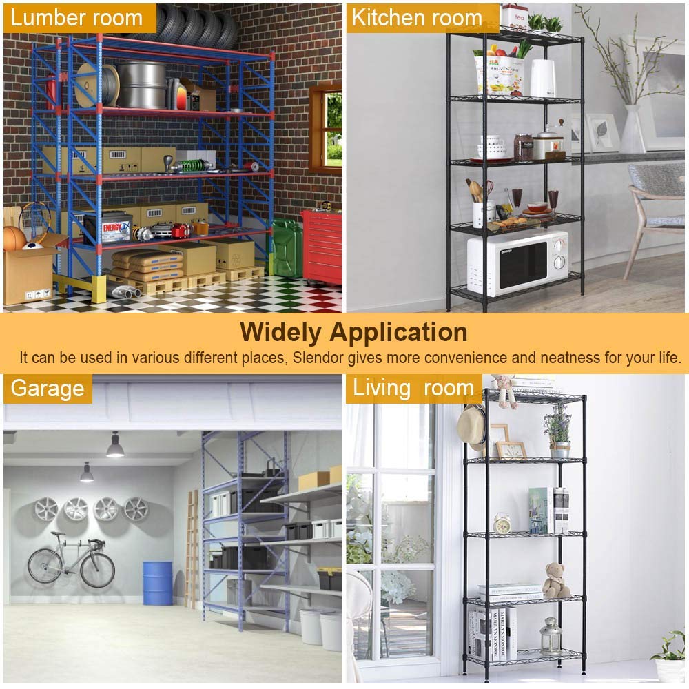 5-Tier Heavy Duty Metal Wire Shelving Unit - Adjustable Storage Rack for Kitchen, Pantry, Garage & Office (72