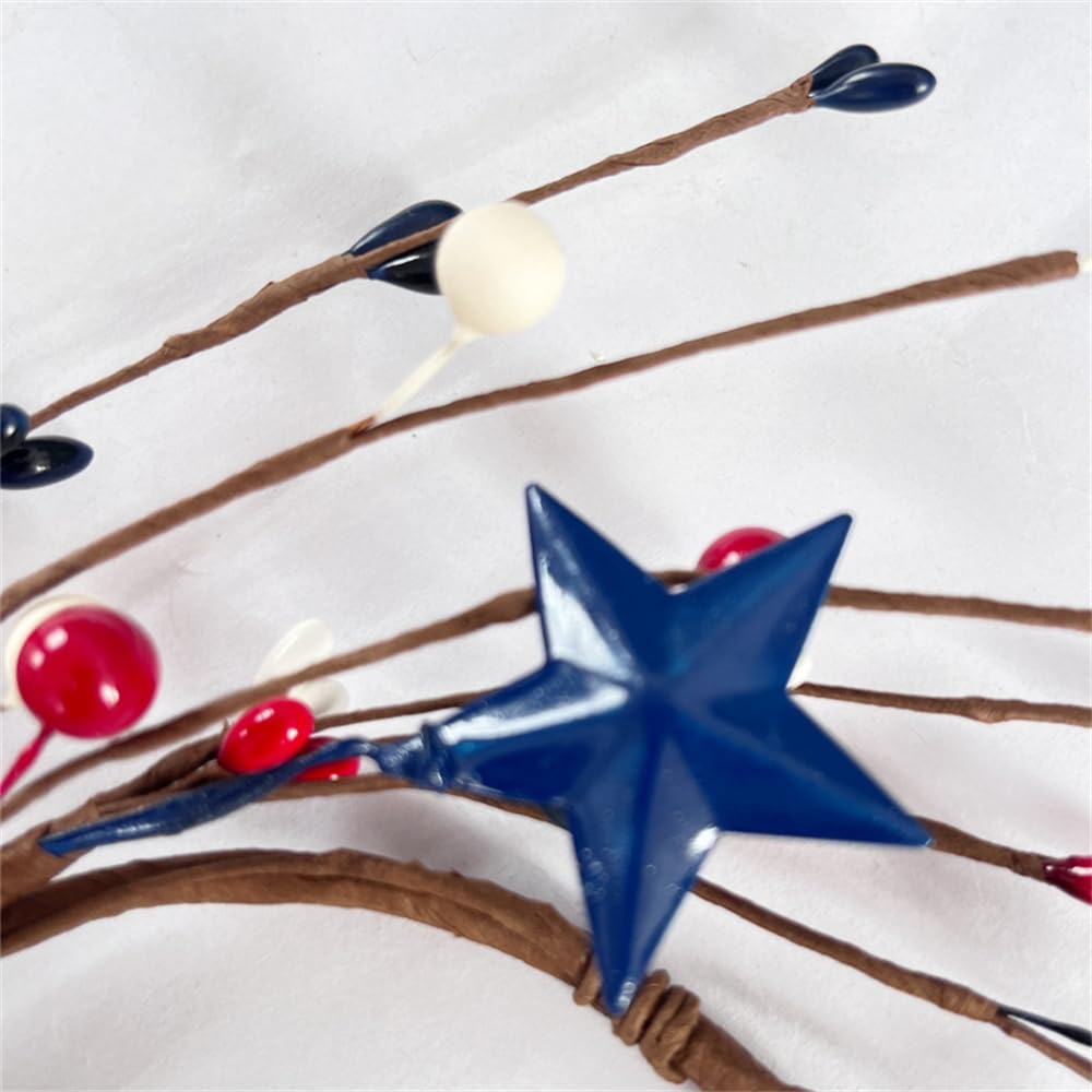 2 Pack Patriotic Candle Rings Wreaths - Red White & Blue Mixed Berries Decor for 4th of July, Summer, Christmas - 9 Inch Artificial Candle Holders for Home, Kitchen, Table Centerpiece Decorations (Blue, 2 Pieces) - Perfect for Independence Day Parties, Thanksgiving, Holiday Tablescapes & Seasonal Home Decor
