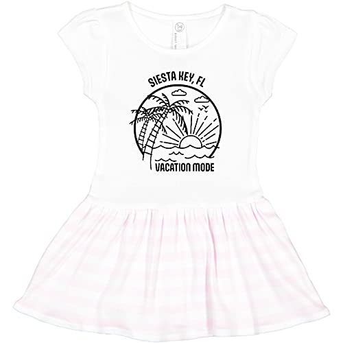 Inktastic Summer Vacation Mode Siesta Key Beach Florida Toddler Dress - Cute Floral Print Girls' Outfit for Beach Trips, Family Vacations & Summer Playdates
