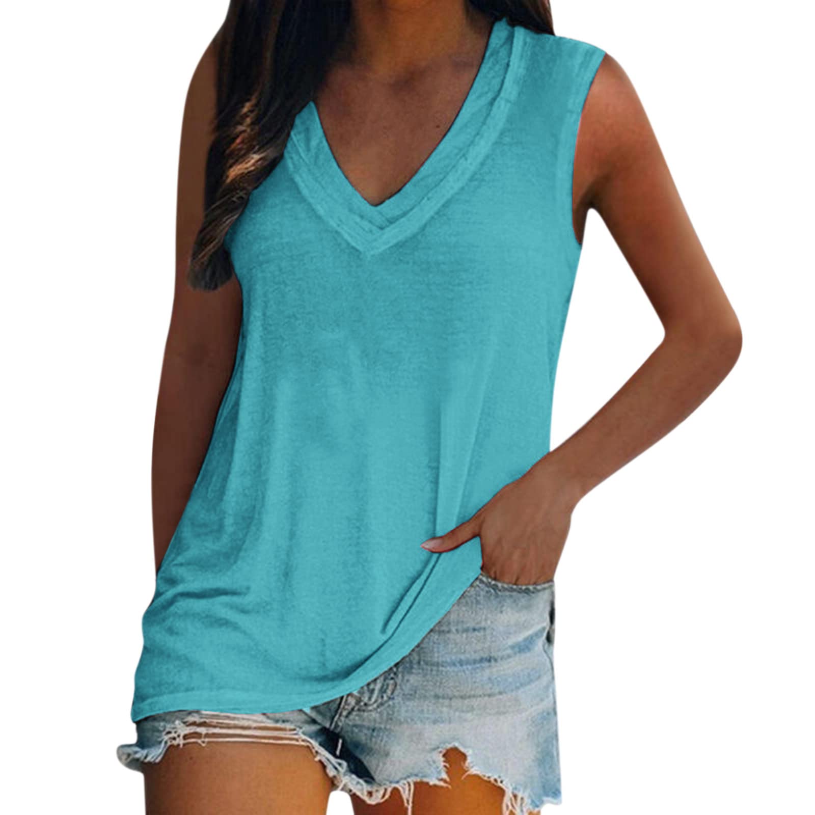 Women's Color Block T-Shirts - Short Sleeve Summer Tops (S-2XL) | Blue Large | Casual Wear, Beach Outfits & Everyday Fashion