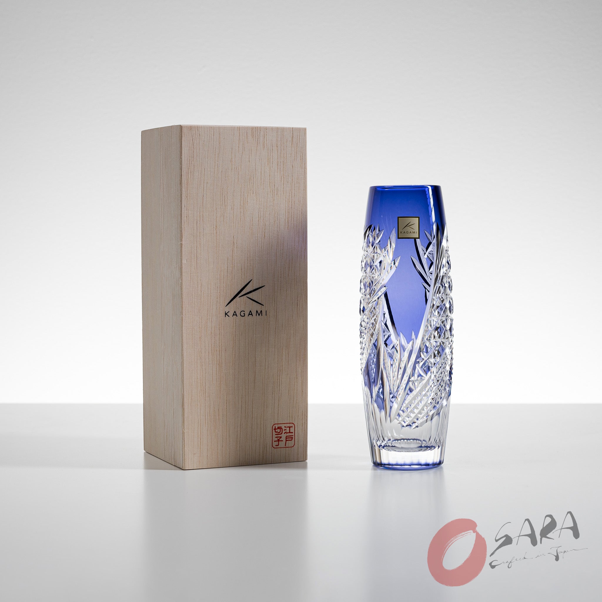 KAGAMI Crystal Edo Kiriko Vase - Japanese Cut Glass Flower Vase for Home Decor, Wedding Centerpiece & Gift Idea (Hokaze Style) | Perfect for Living Room, Dining Table & Special Occasions
