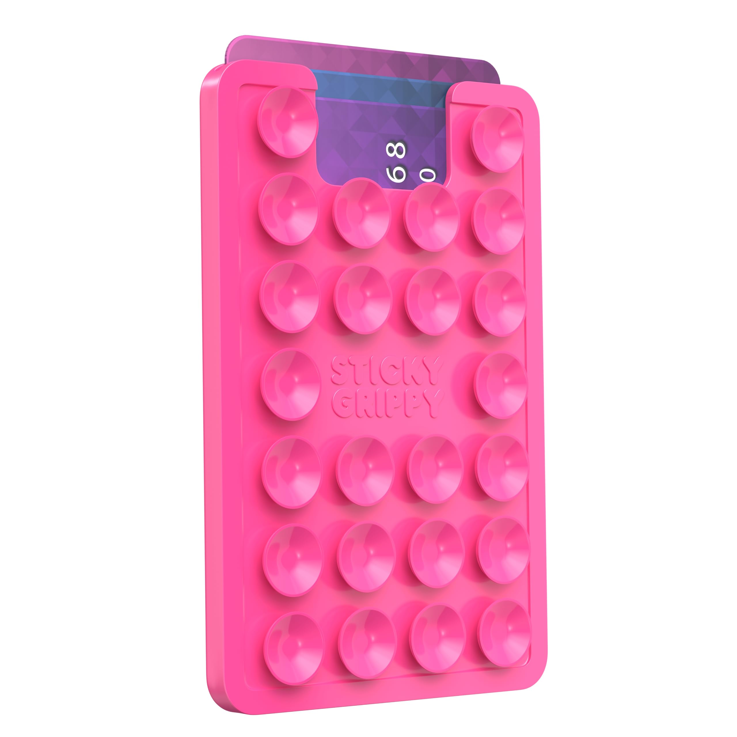 Sticky Phone Holder for iPhone & Android - Silicone Suction Card Wallet Mount, Hands-Free Shower Mirror Accessory for TikTok Videos, Selfies & Daily Use (Pink) SG2