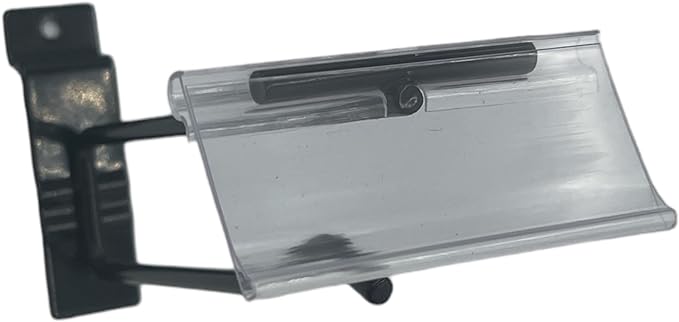 Black Slatwall Scanner Hooks with Clear Price/Label Holder - 8 Pack for Retail Stores, Boutiques & Clothing Shops - Perfect for Organizing & Displaying Merchandise