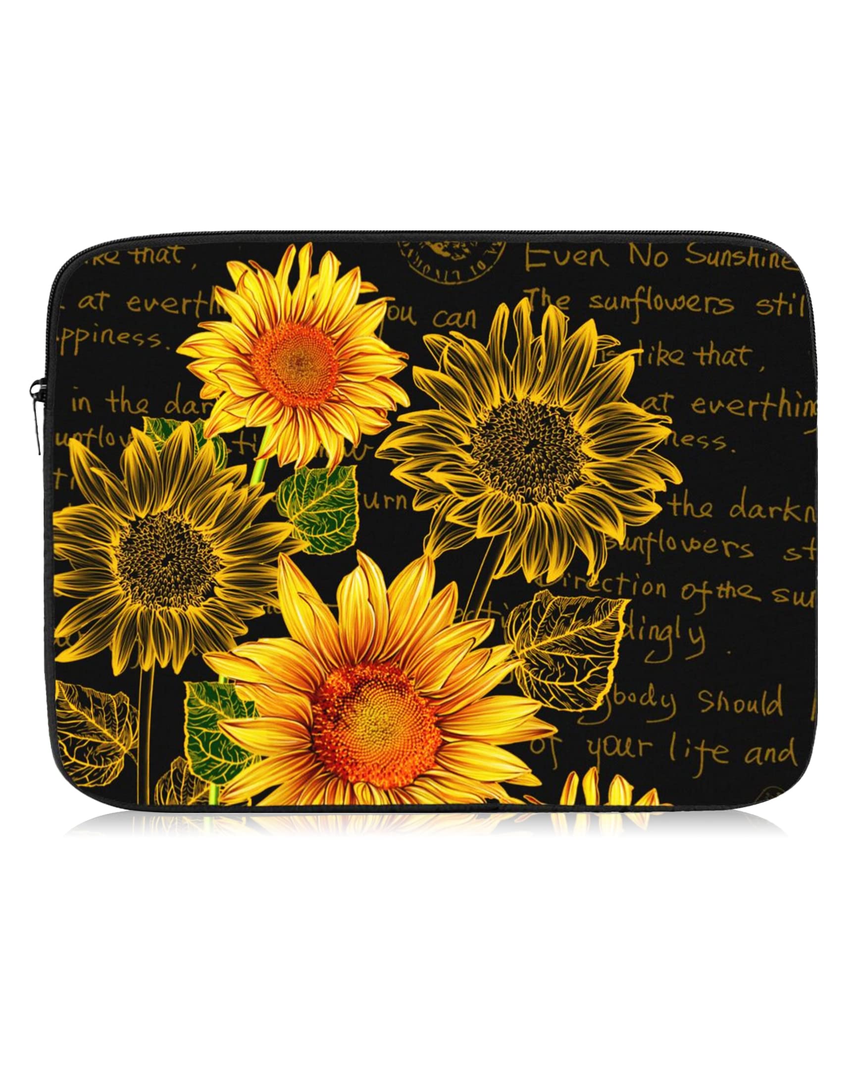 **Waterproof Neoprene Laptop Sleeve for 15-15.6 Inch Laptop - Sunflower Floral Design, Portable Zippered Notebook Case for Women - Perfect for Work, School & Travel**