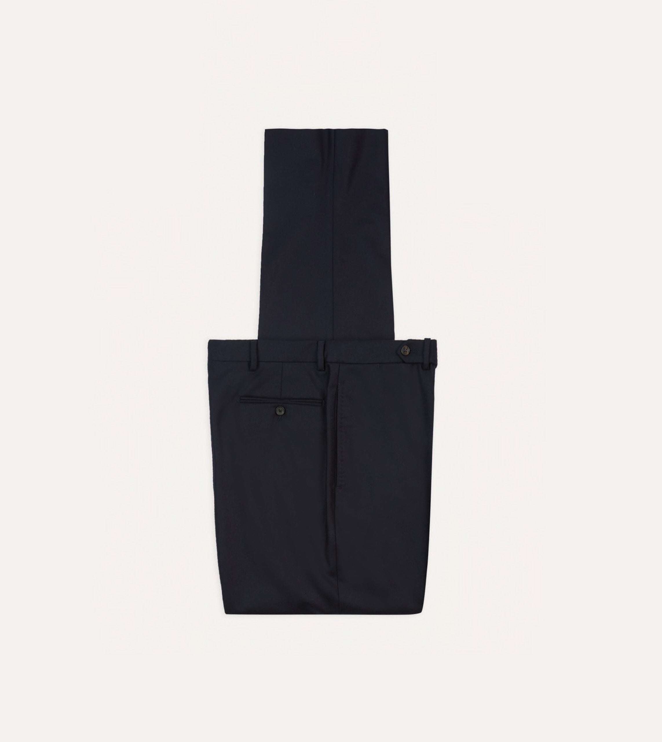 Premium Navy Blue Wool Flannel Flat Front Dress Pants for Men - Comfortable & Stylish Office Wear & Business Casual Attire