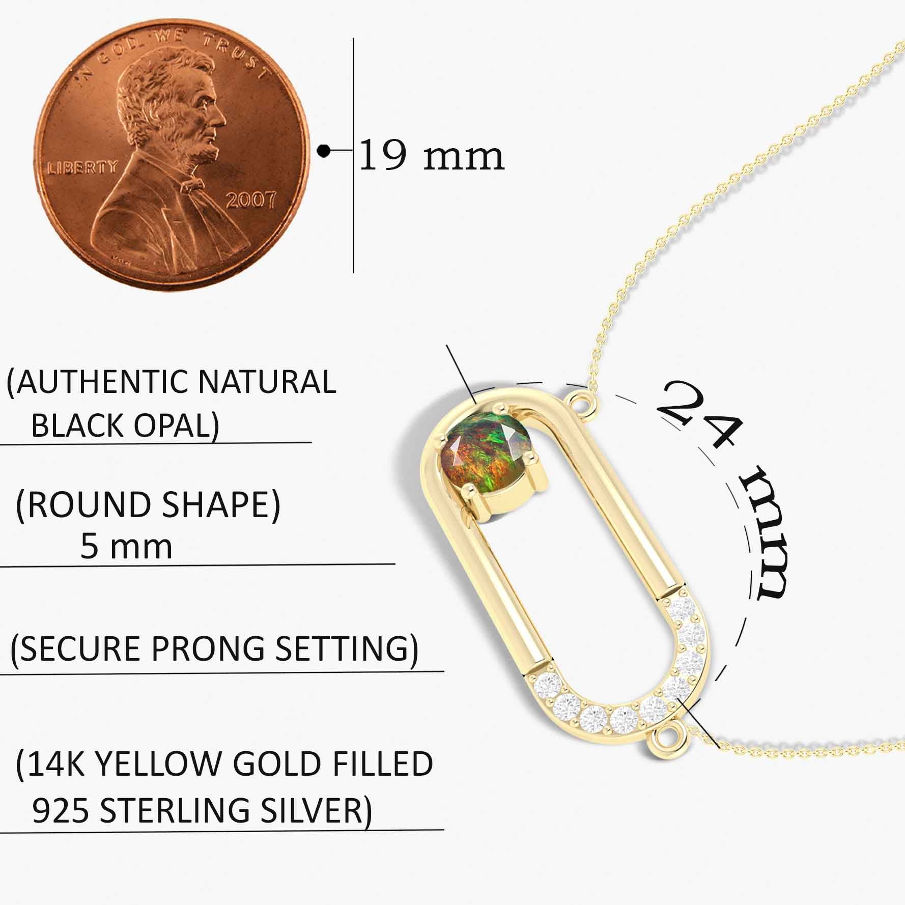 Black Fire Round Ethiopian Opal Pendant Necklace - Elegant Handmade Jewelry for Women, Gift for Her - Perfect for Weddings, Parties & Special Occasions