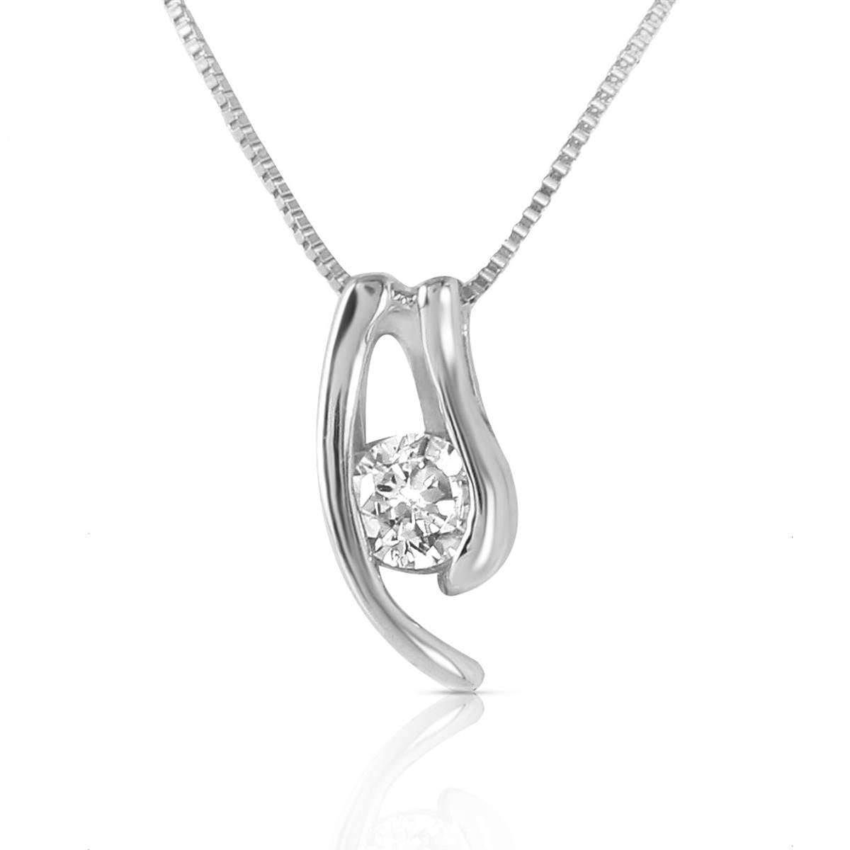 0.15 Carat 14K Solid White Gold Diamond Necklace - Natural Round Cut Diamond Pendant for Women - Perfect for Anniversary, Wedding & Special Occasion Gifts