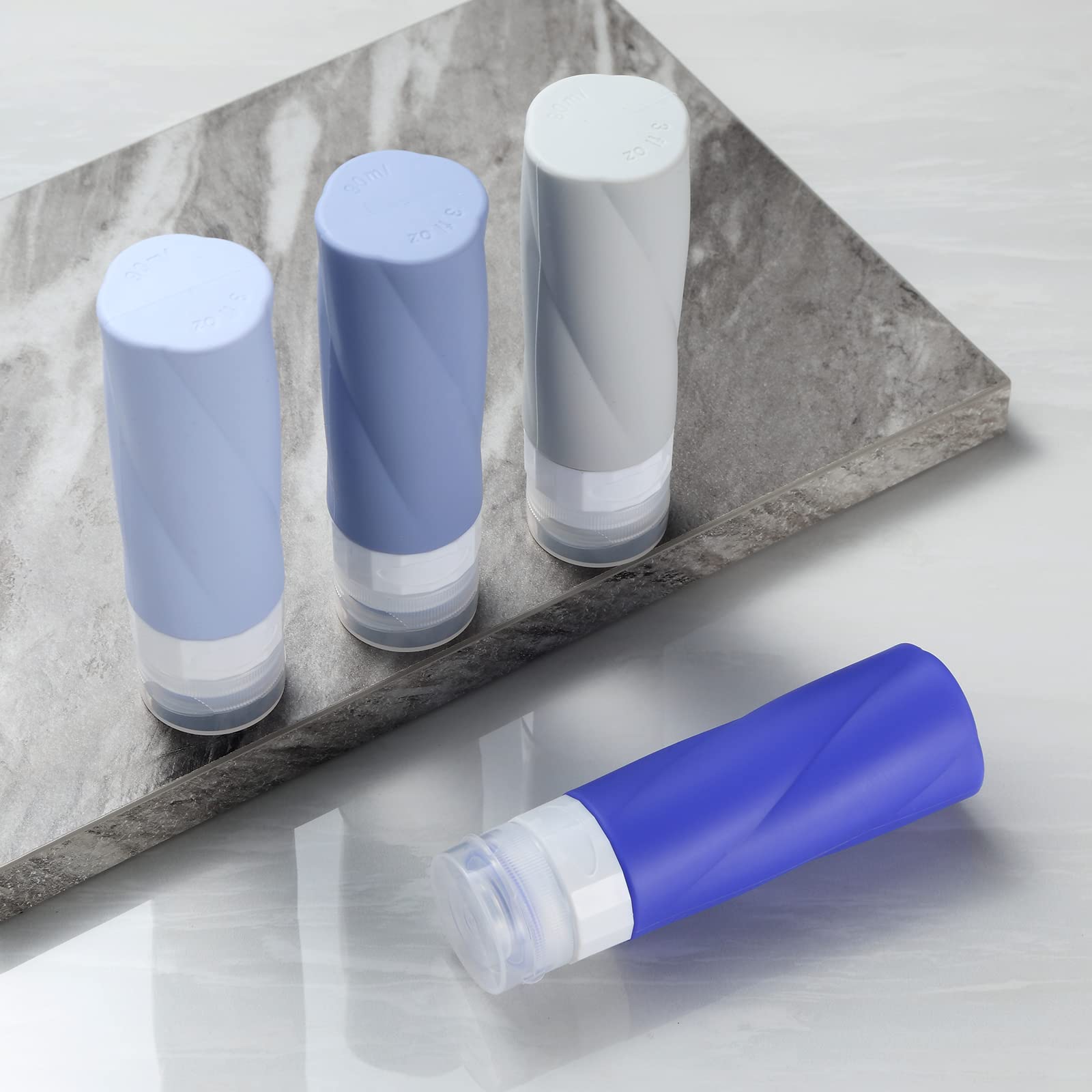 Gemice 3oz TSA Approved Travel Bottles - BPA Free Leak Proof Refillable Toiletry Containers with Clear Travel Bag (4 Pack) | Perfect for Airplane Carry-On, Vacation Essentials & Shampoo/Conditioner Storage