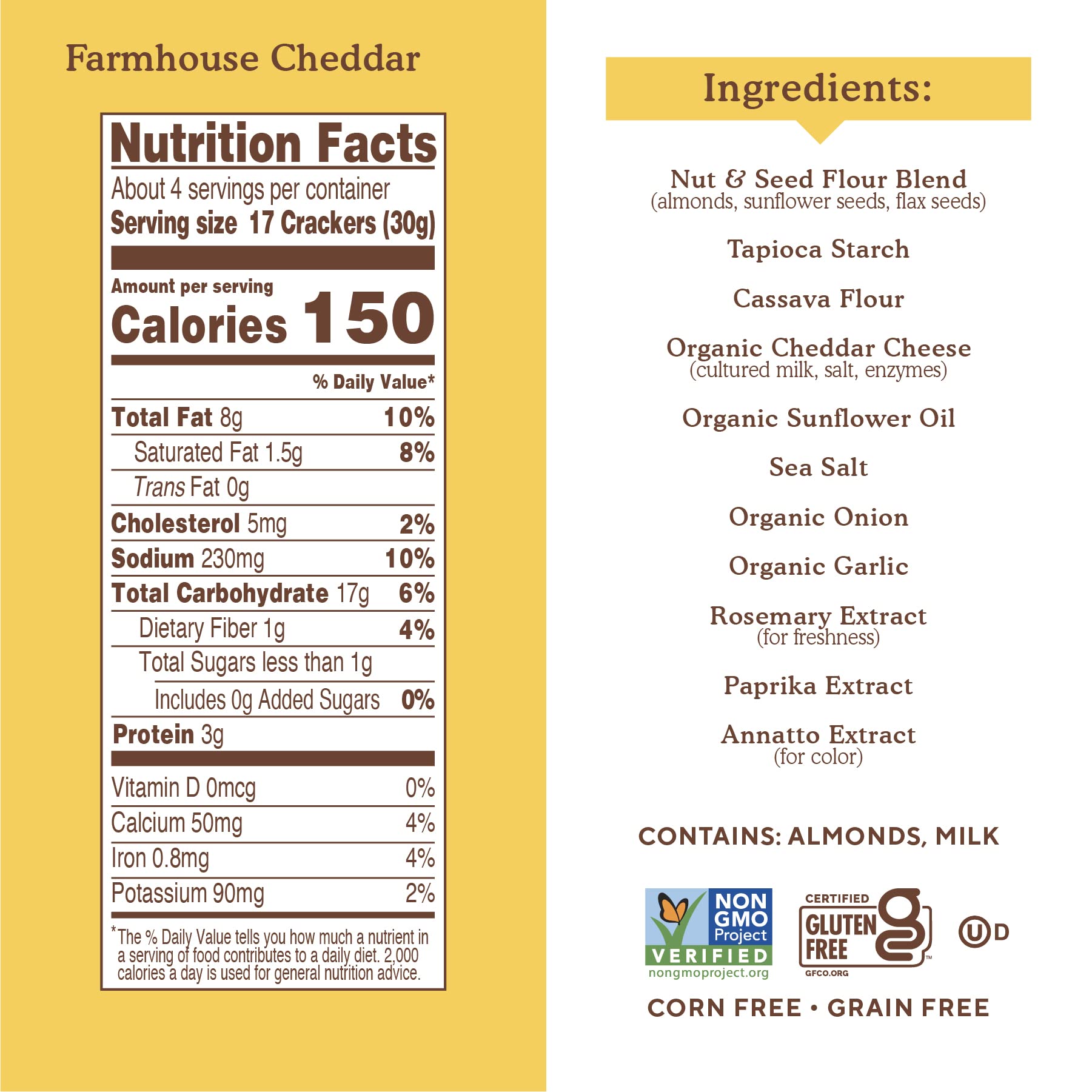 Simple Mills Almond Flour Crackers, Farmhouse Cheddar - Gluten Free, Healthy Snacks, 4.25 Oz (Pack of 1) | Keto-Friendly, Paleo, Vegan | Perfect for Lunchboxes, Parties & On-the-Go Snacking