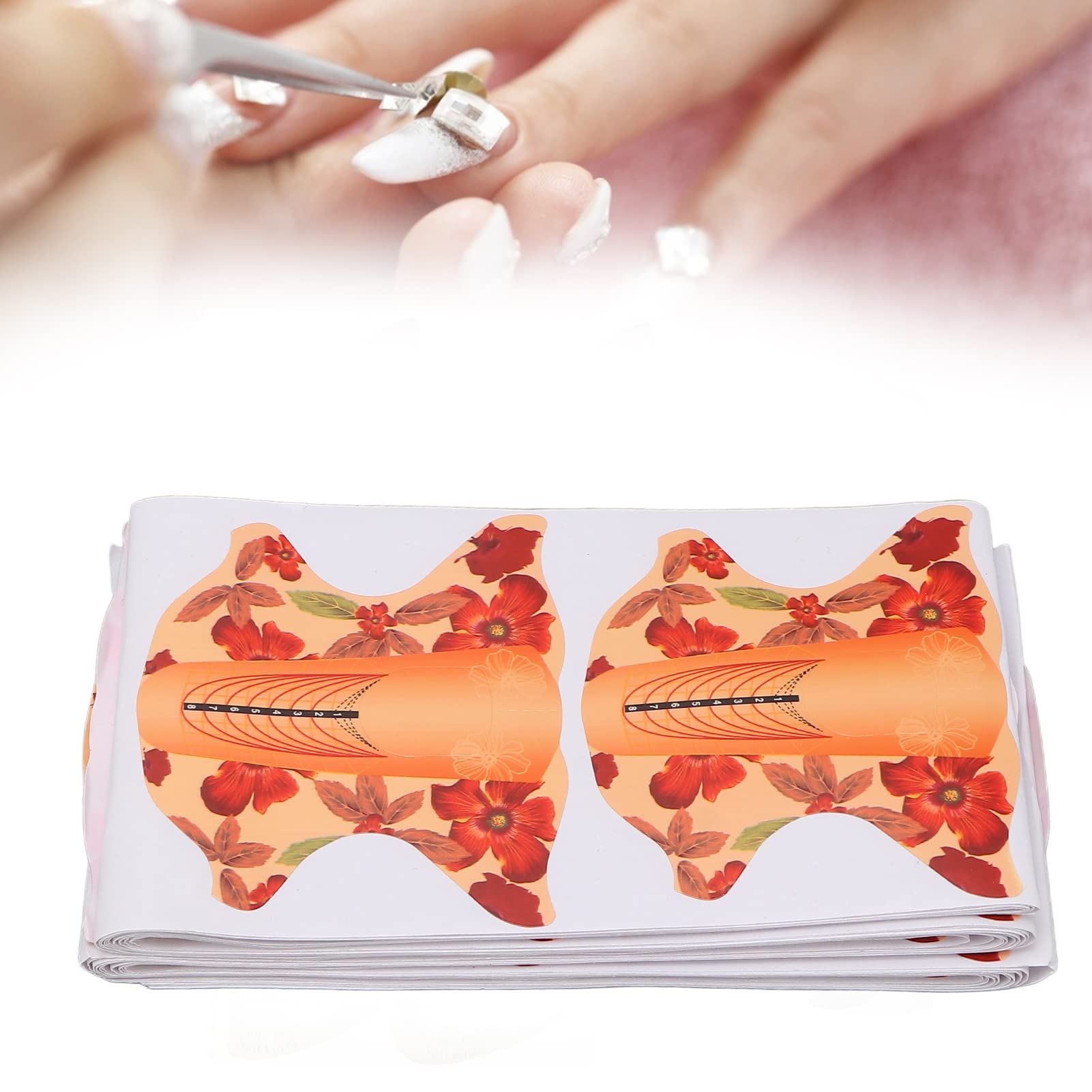 Professional 100pcs Eco-Friendly Nail Extension Forms with Number Marks - Perfect for Nail Artists, Home Use & Salon (Orange) | DIY Manicure, Acrylic Nail Art, Gel Extension Application